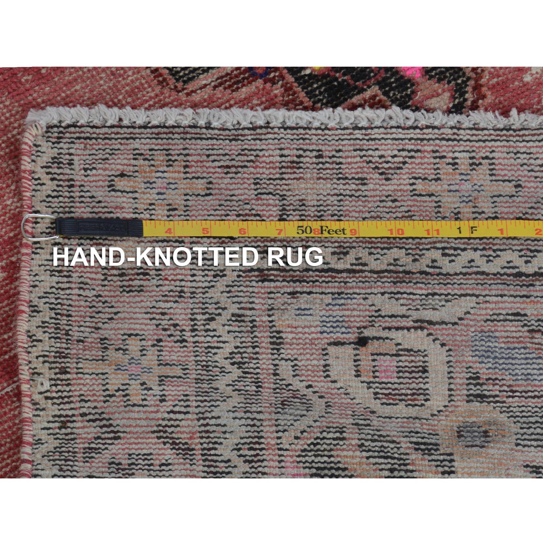 4-x8-6  Pink Old And Worn Down Persian Bakhtiari Pure Wool Hand Knotted Runner Oriental Rug 