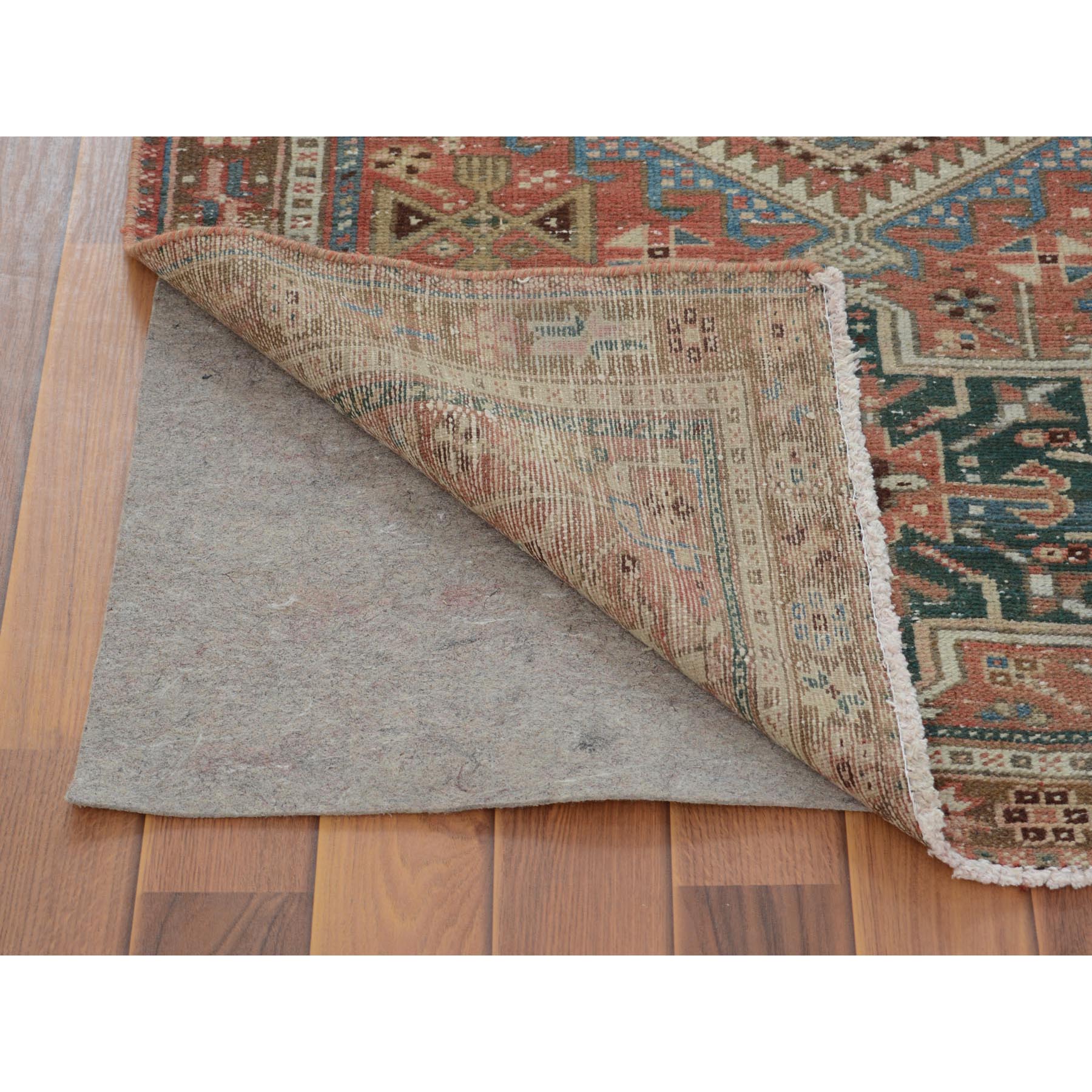3-x10-8  Red Old And Worn Down Karajeh Hand Knotted Runner Oriental Rug 