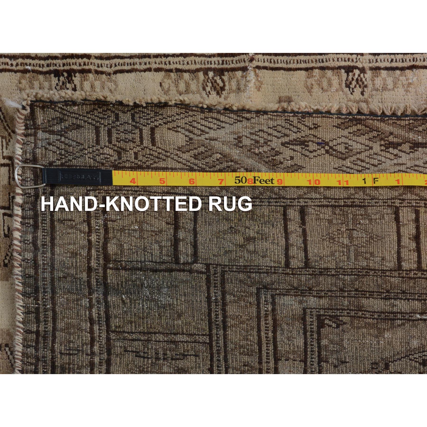 3-10 x4-7  Beige Washed Out Turkoman Bokara Worn Down Hand Knotted Oriental Rug 