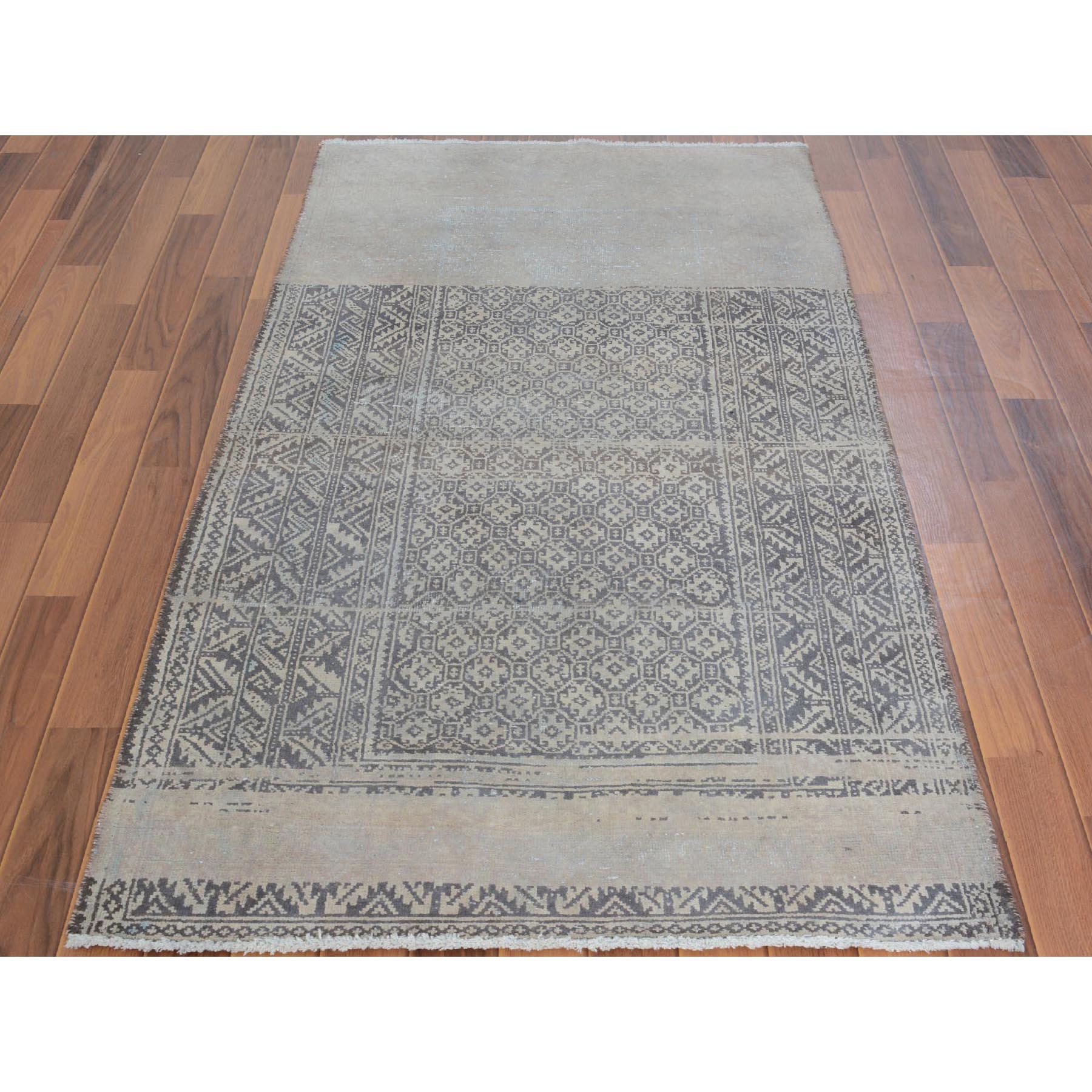 3-3 x6-4  Abrush Faded Out And Worn Down Hamadan Runner Pure wool Bohemian Rug 