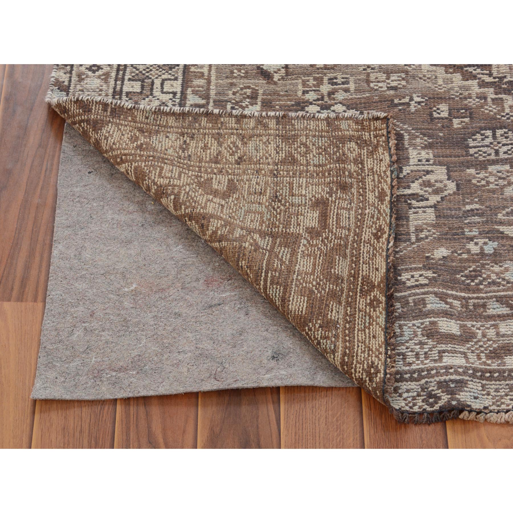 6-4 x8-10  Brown Old And Worn Down Persian Qashqai Pure Wool Hand Knotted Oriental Rug 