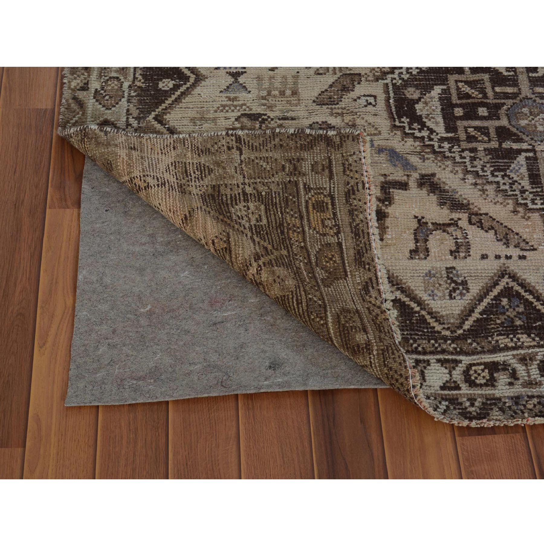 5-2 x7-3  Beige Old and Worn Down Persian Qashqai Pure Wool Hand Knotted Oriental Rug 