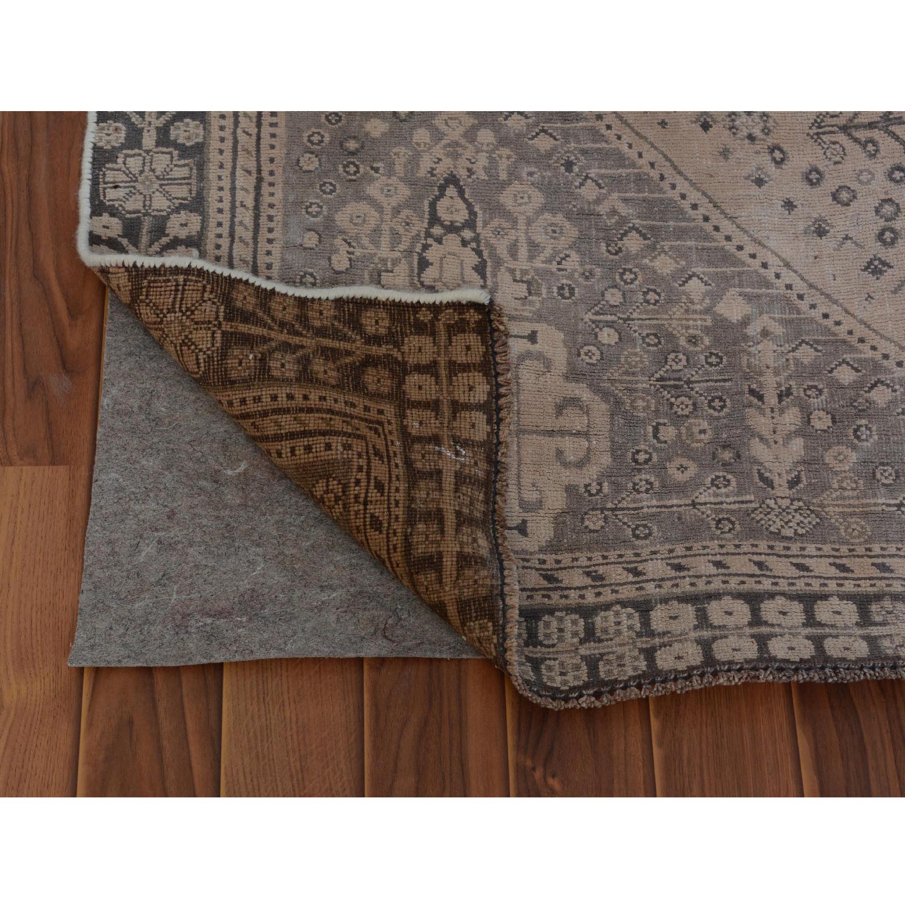 4-10 x8-3  Natural Colors Old and Worn Down Persian Qashqai Pure Wool Hand Knotted Oriental Rug 