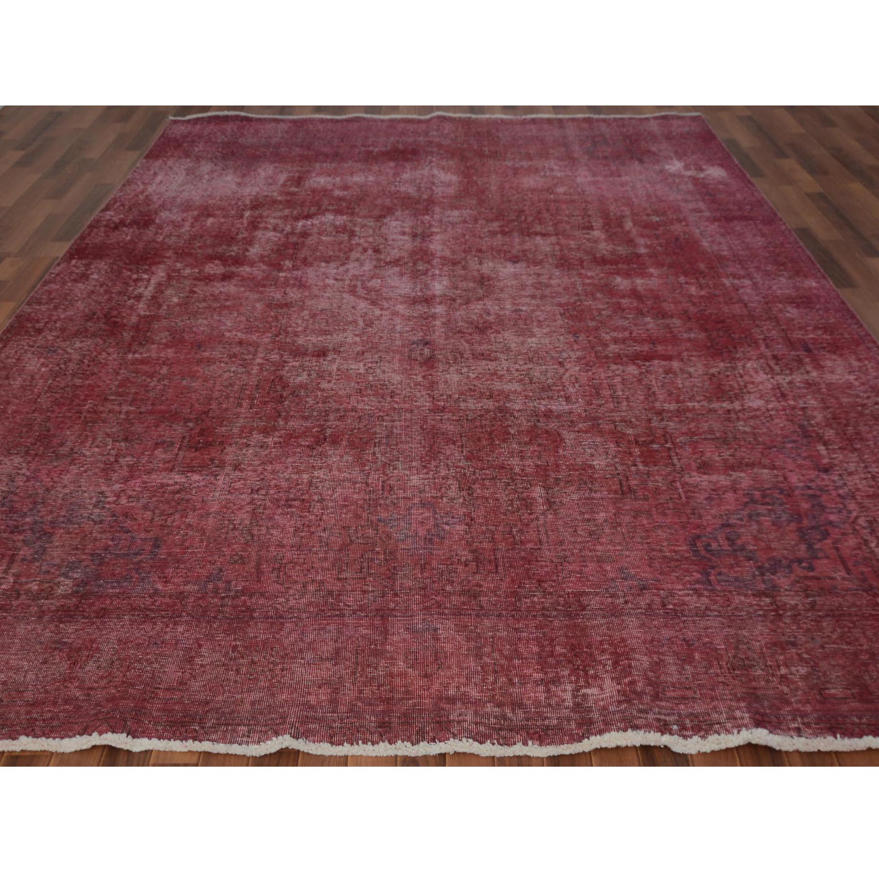 9-3 x12-7  Pink Overdyed Worn Down And Vintage Persian Tabriz Hand Knotted Oriental Rug 