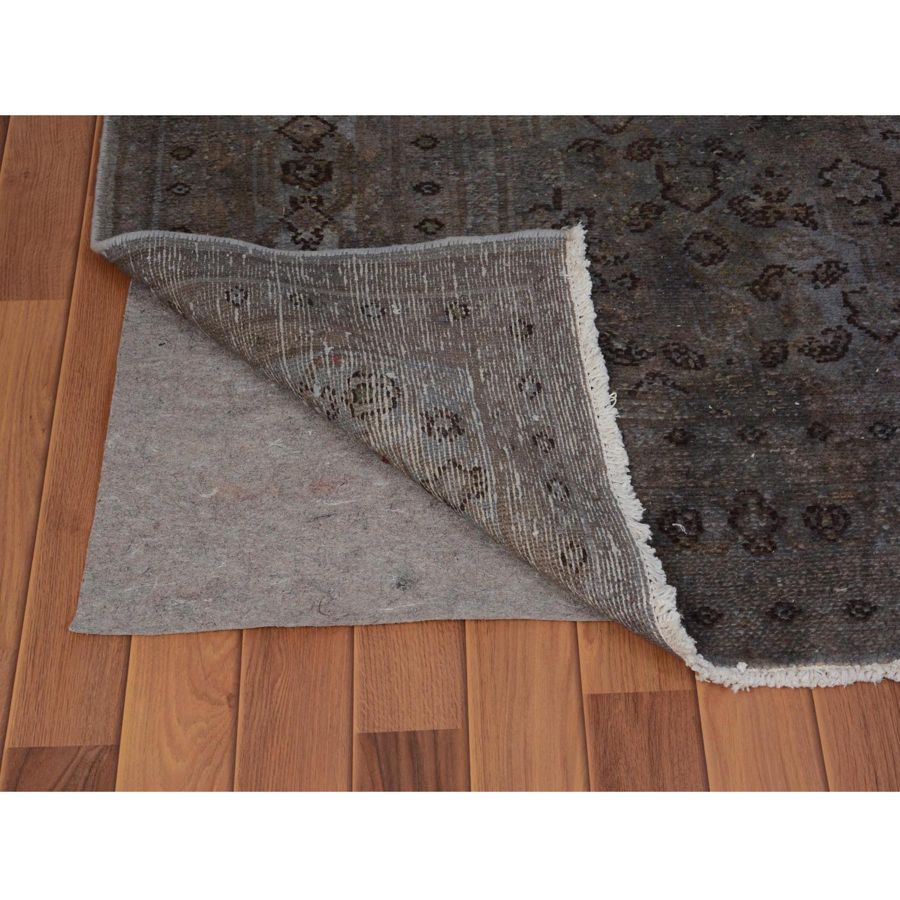6-5 x9-6  Gray Overdyed Vintage and Worn Down Persian Bibikabad Hand Knotted Oriental Rug 