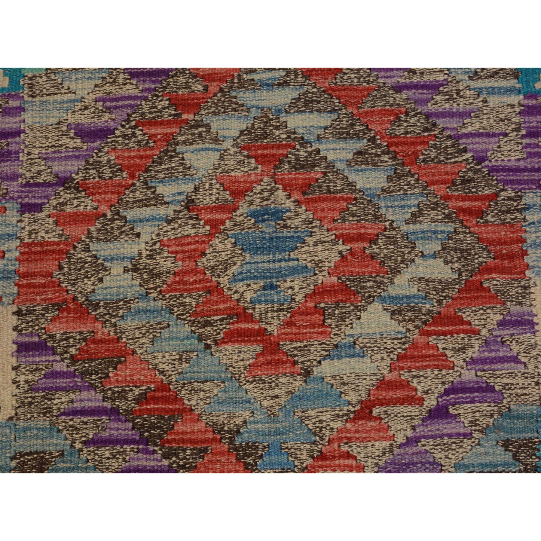 2'7"x4'1" Colorful Reversible Flat weave Afghan Kilim Pure Wool Hand Woven Oriental Rug Sh57510