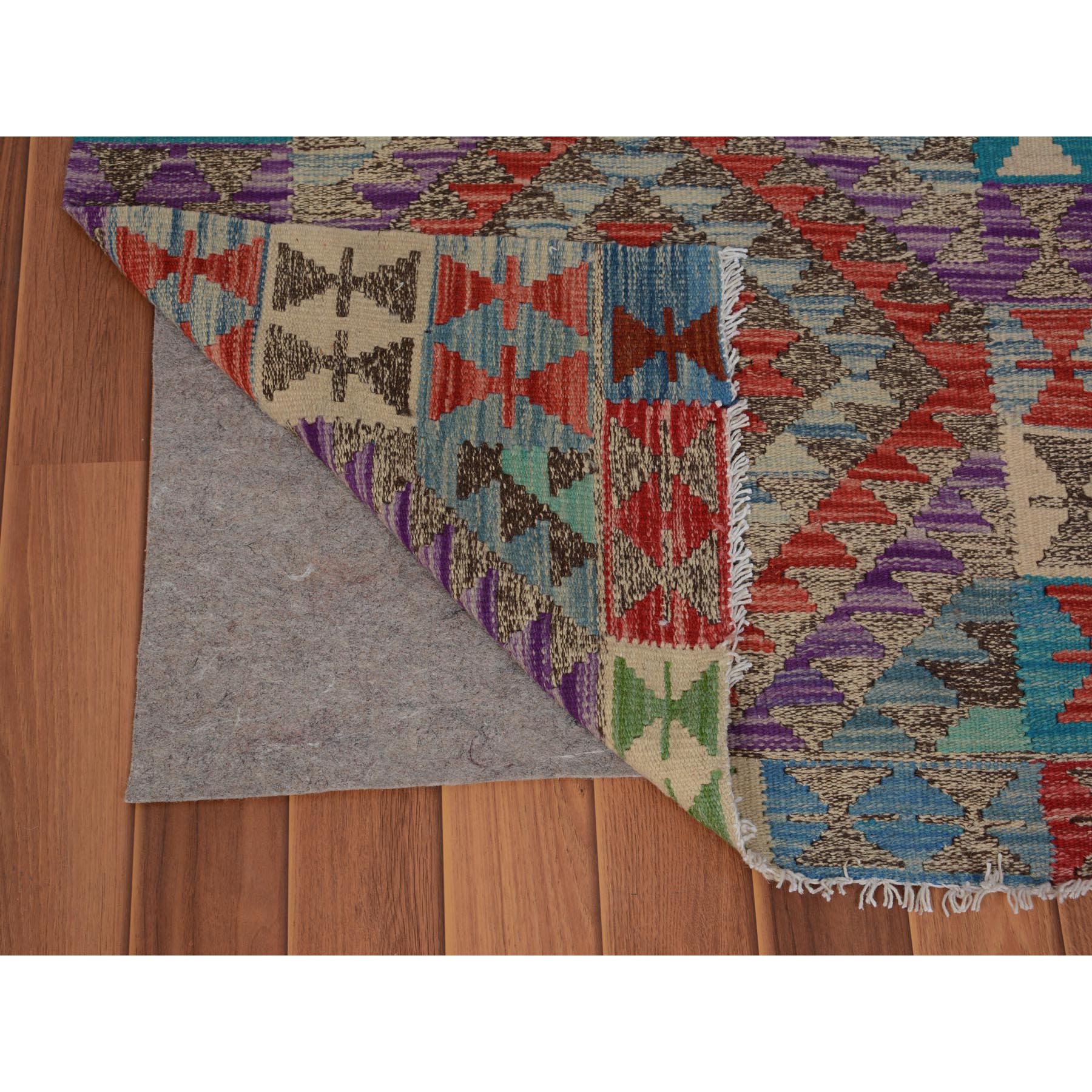 2'7"x4'1" Colorful Reversible Flat weave Afghan Kilim Pure Wool Hand Woven Oriental Rug Sh57510