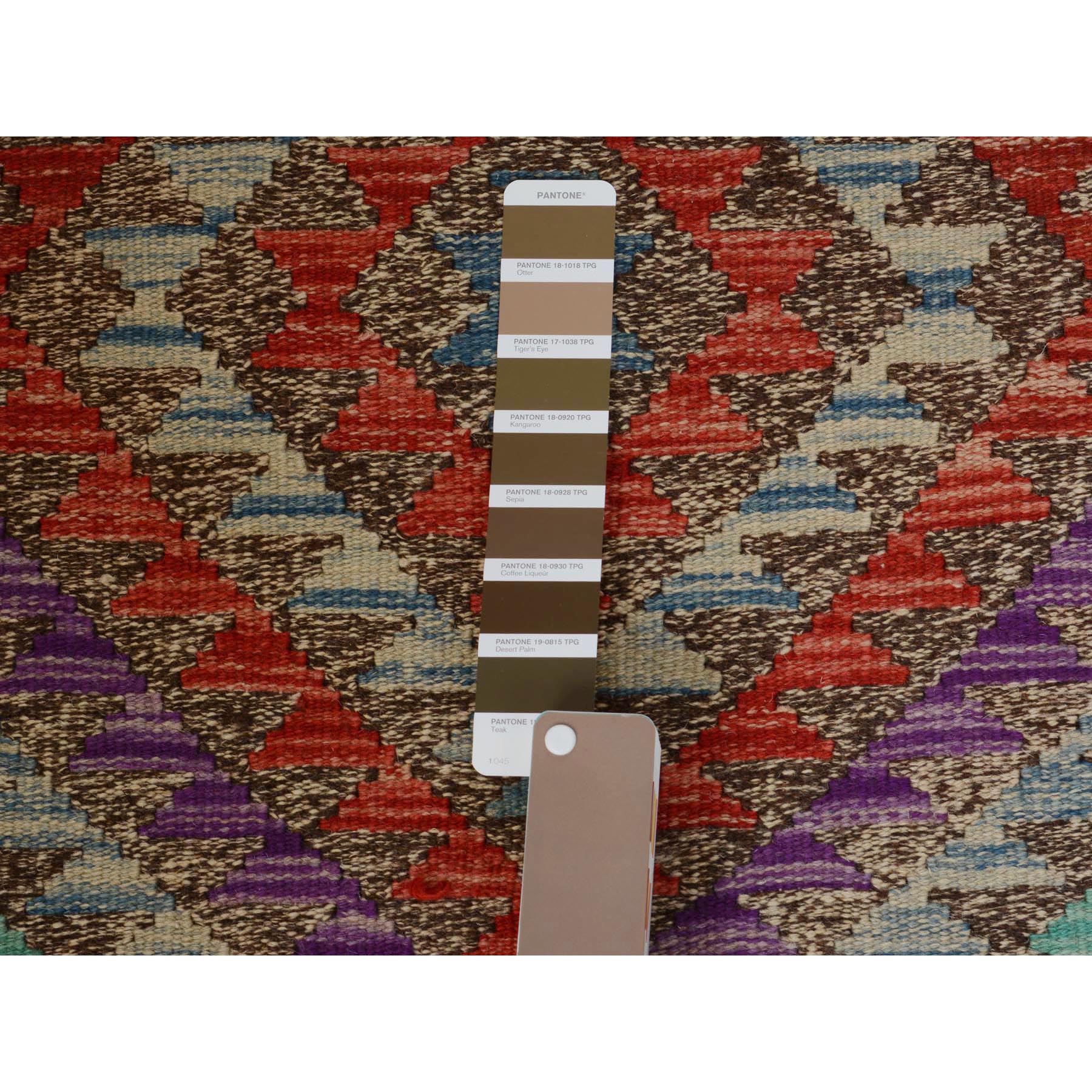 2'7"x4'1" Colorful Reversible Flat weave Afghan Kilim Pure Wool Hand Woven Oriental Rug Sh57510