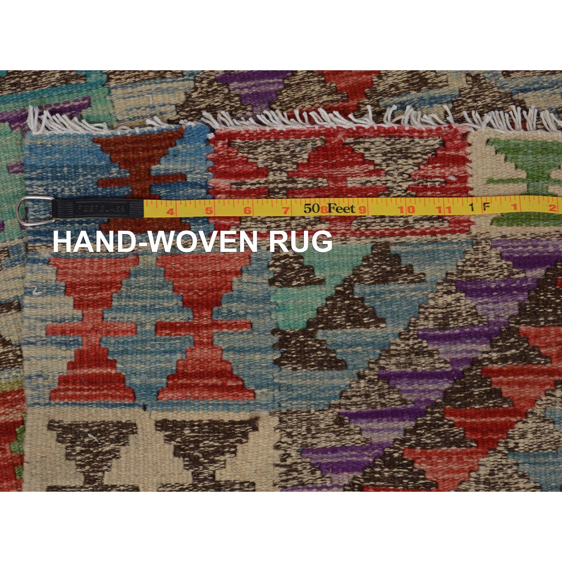 2'7"x4'1" Colorful Reversible Flat weave Afghan Kilim Pure Wool Hand Woven Oriental Rug Sh57510