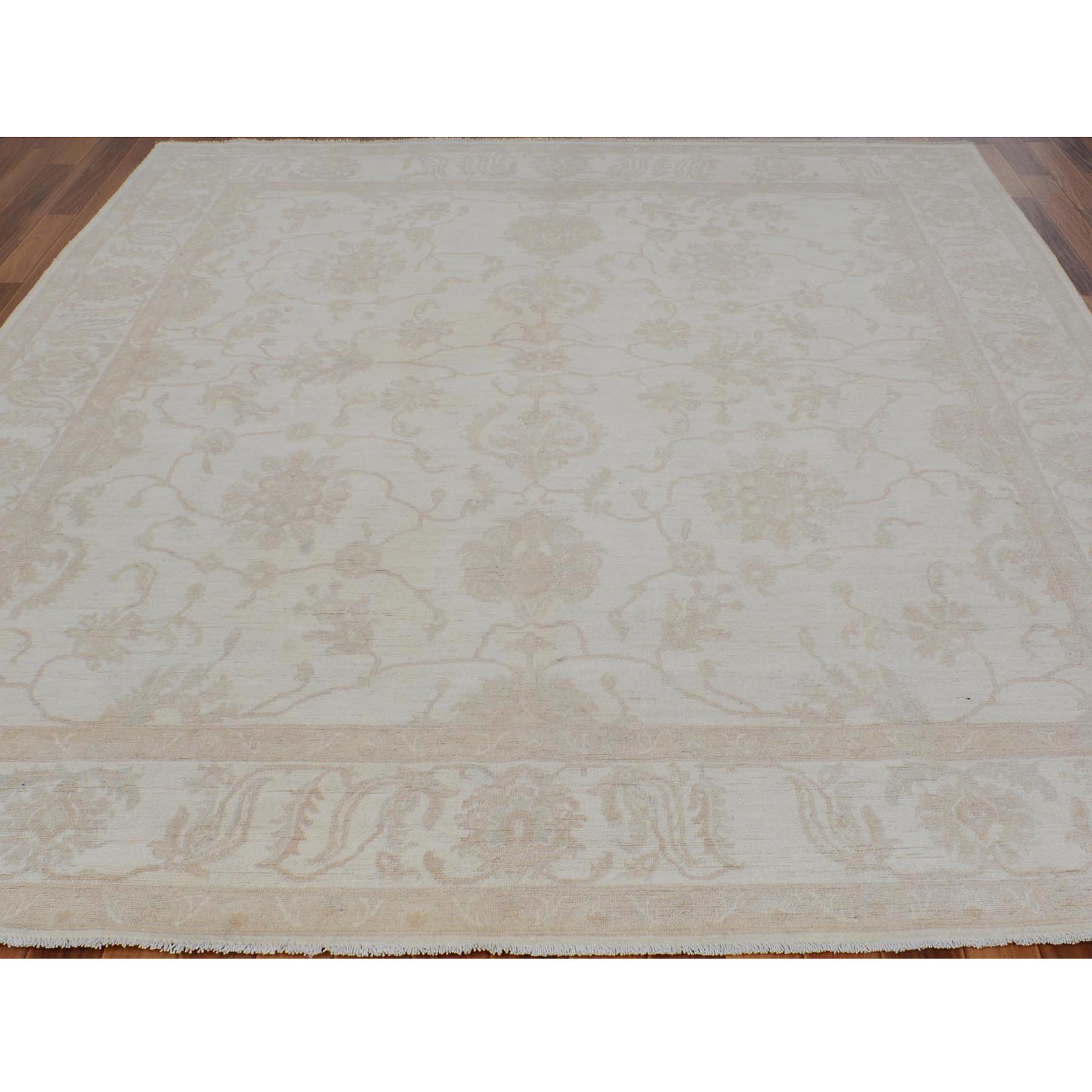 8-x9-6  Ivory White Wash Peshawar Ziegler Mahal Pure Wool Hand Knotted Oriental Rug 