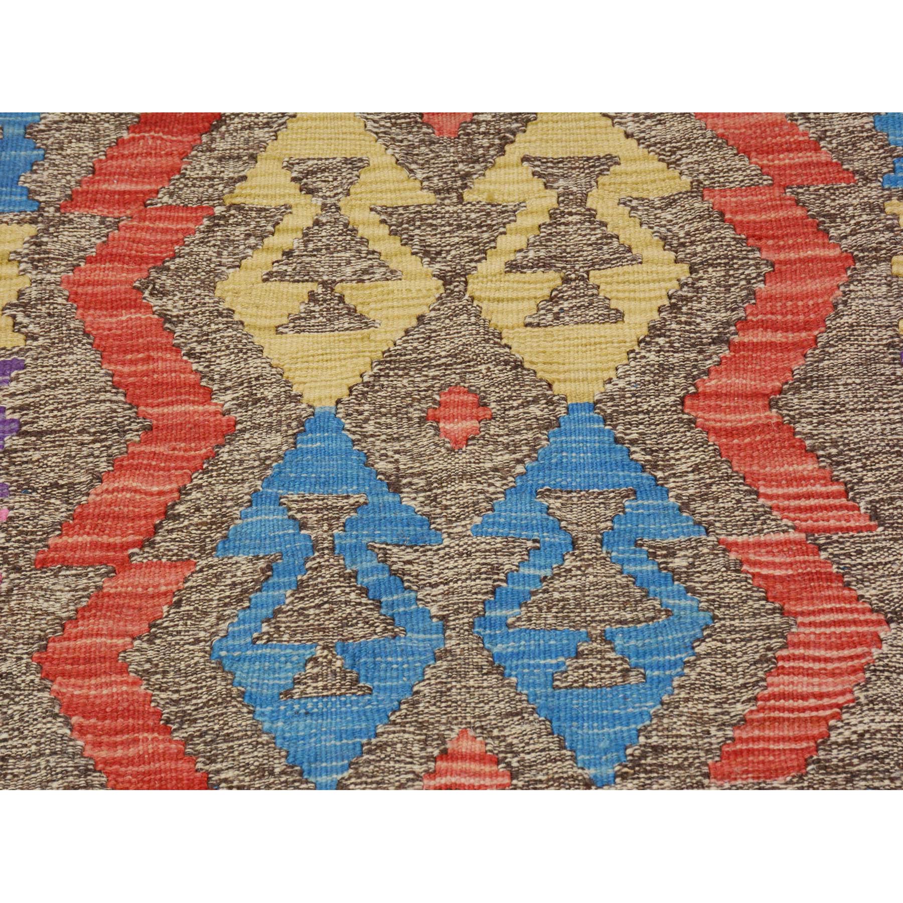 2'8"x3'8" Colorful Reversible Afghan Kilim Flat weave Pure Wool Hand Woven Oriental Rug Sh57544
