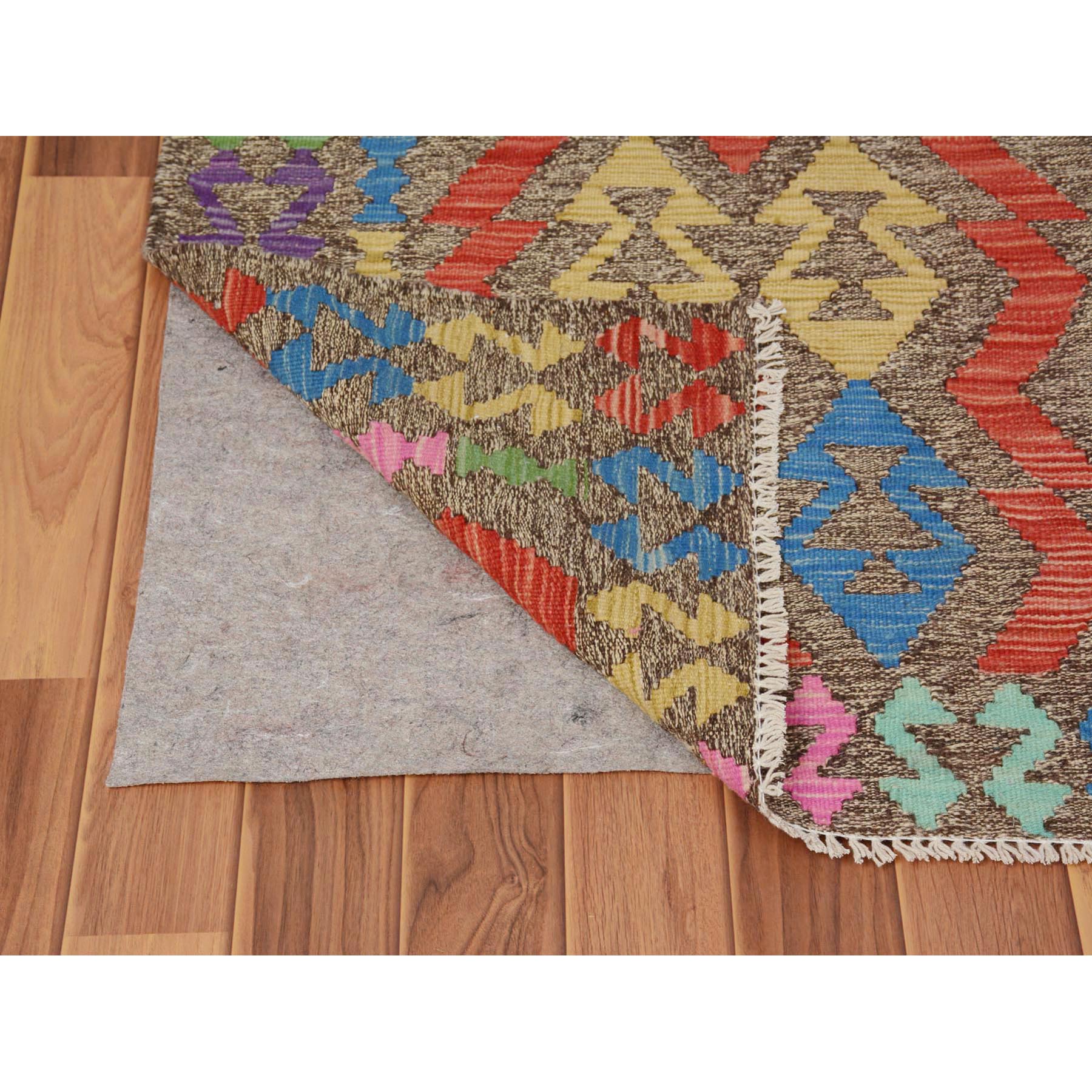 2'8"x3'8" Colorful Reversible Afghan Kilim Flat weave Pure Wool Hand Woven Oriental Rug Sh57544