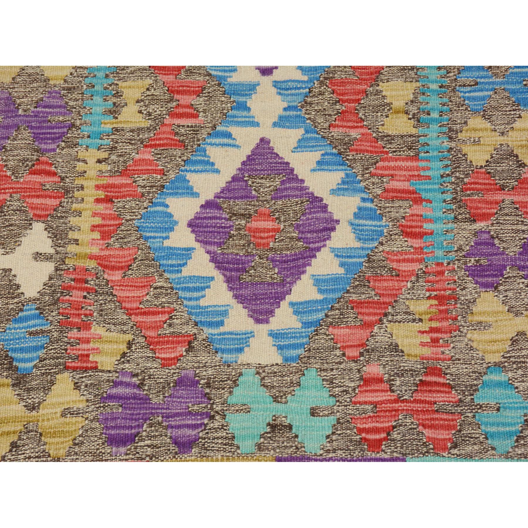 2'8"x3'10" Colorful Reversible Afghan Kilim Flat weave Pure Wool Hand Woven Oriental Rug Sh57545