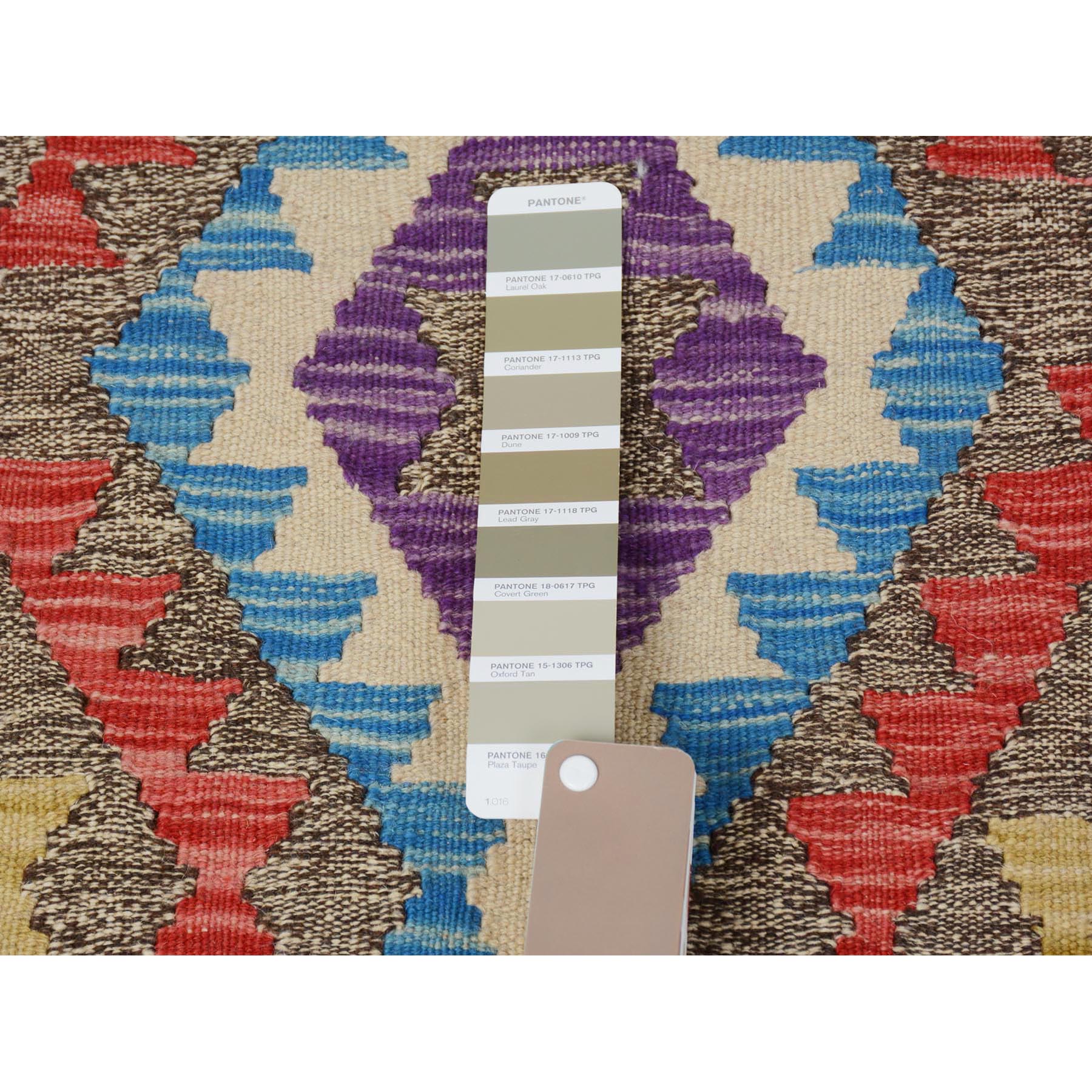 2'8"x3'10" Colorful Reversible Afghan Kilim Flat weave Pure Wool Hand Woven Oriental Rug Sh57545
