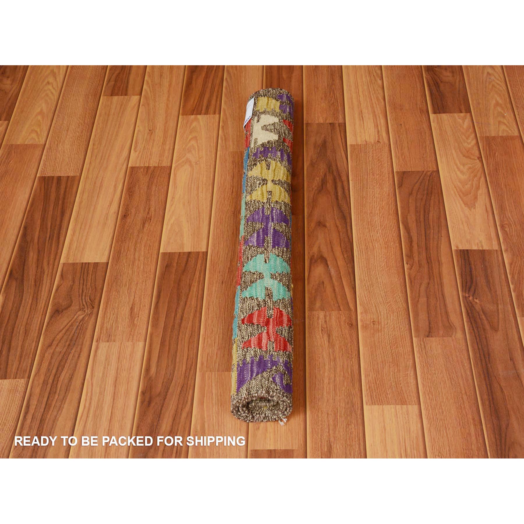 2'8"x3'10" Colorful Reversible Afghan Kilim Flat weave Pure Wool Hand Woven Oriental Rug Sh57545