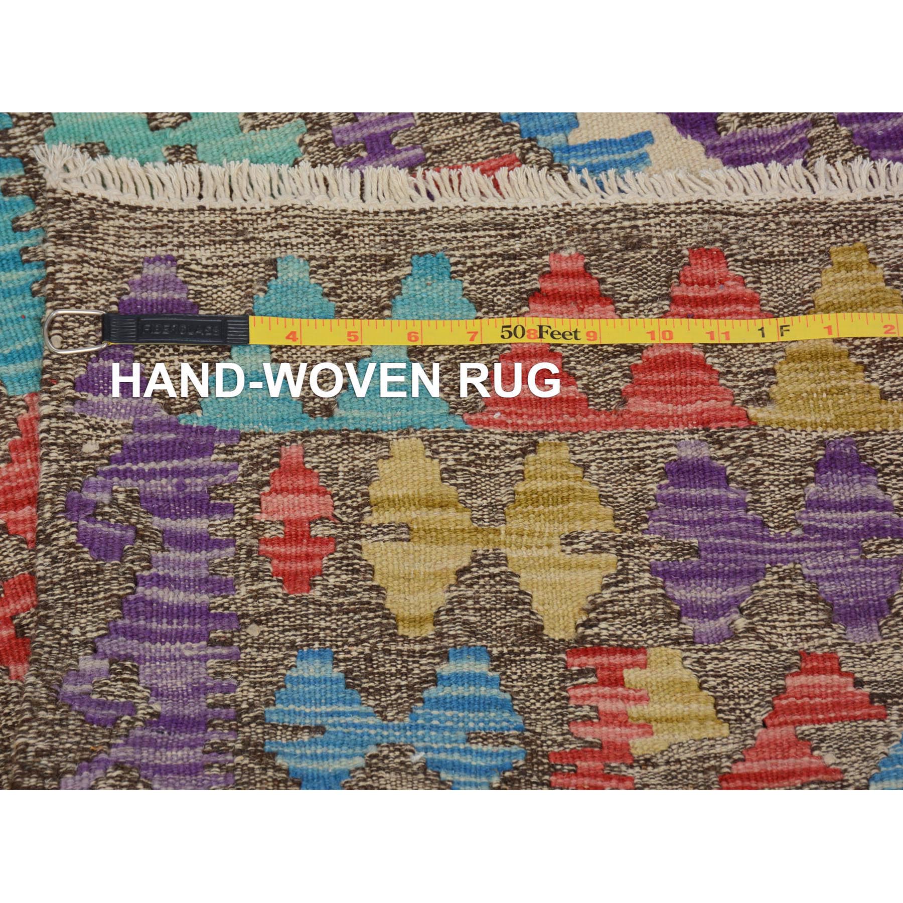2'8"x3'10" Colorful Reversible Afghan Kilim Flat weave Pure Wool Hand Woven Oriental Rug Sh57545