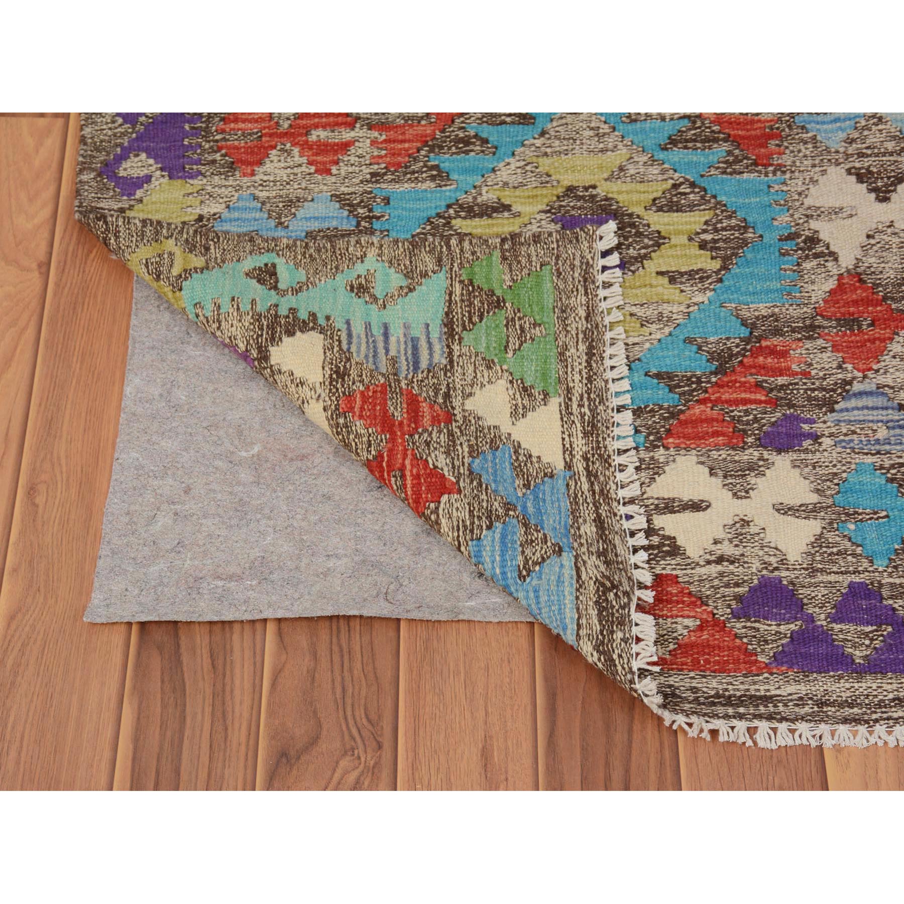 2'7"x3'10" Colorful Reversible Afghan Kilim Flat Weave Pure Wool Hand Woven Oriental Rug Sh57547