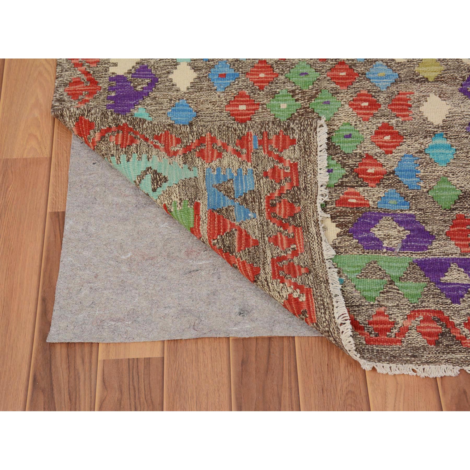 2'9"x4' Colorful Reversible Afghan Kilim Flat Weave Pure Wool Hand Woven Oriental Rug Sh57551