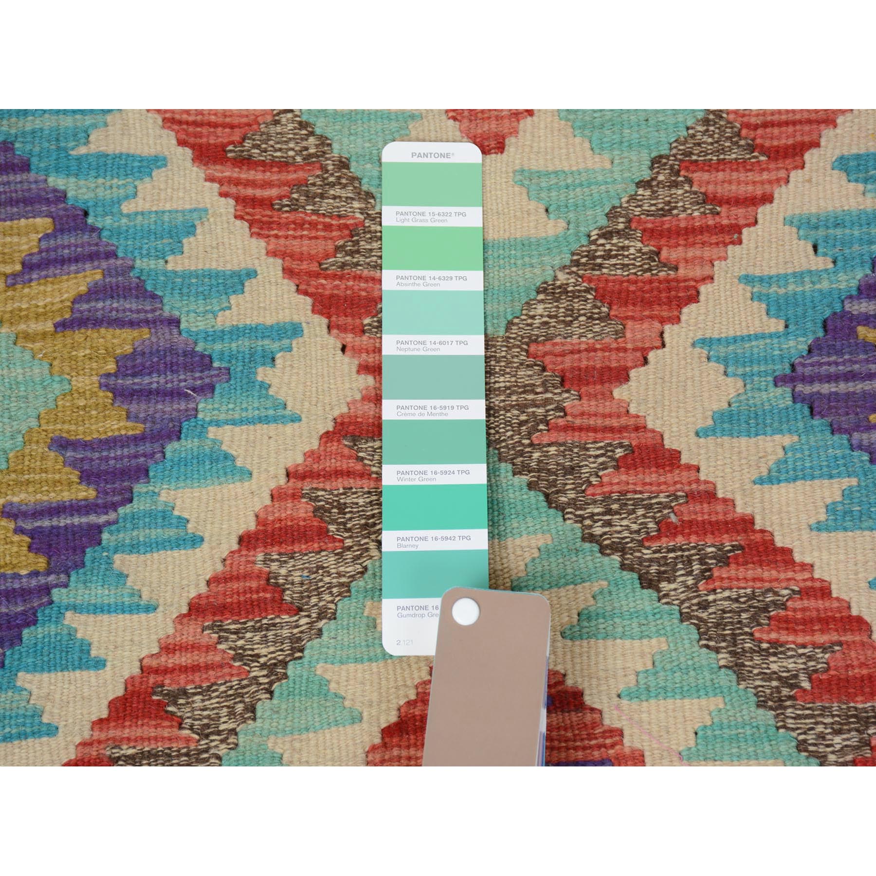 3'x4' Colorful Reversible Geometric Design Afghan Kilim Flat Weave Pure Wool Hand Woven Oriental Rug Sh57572