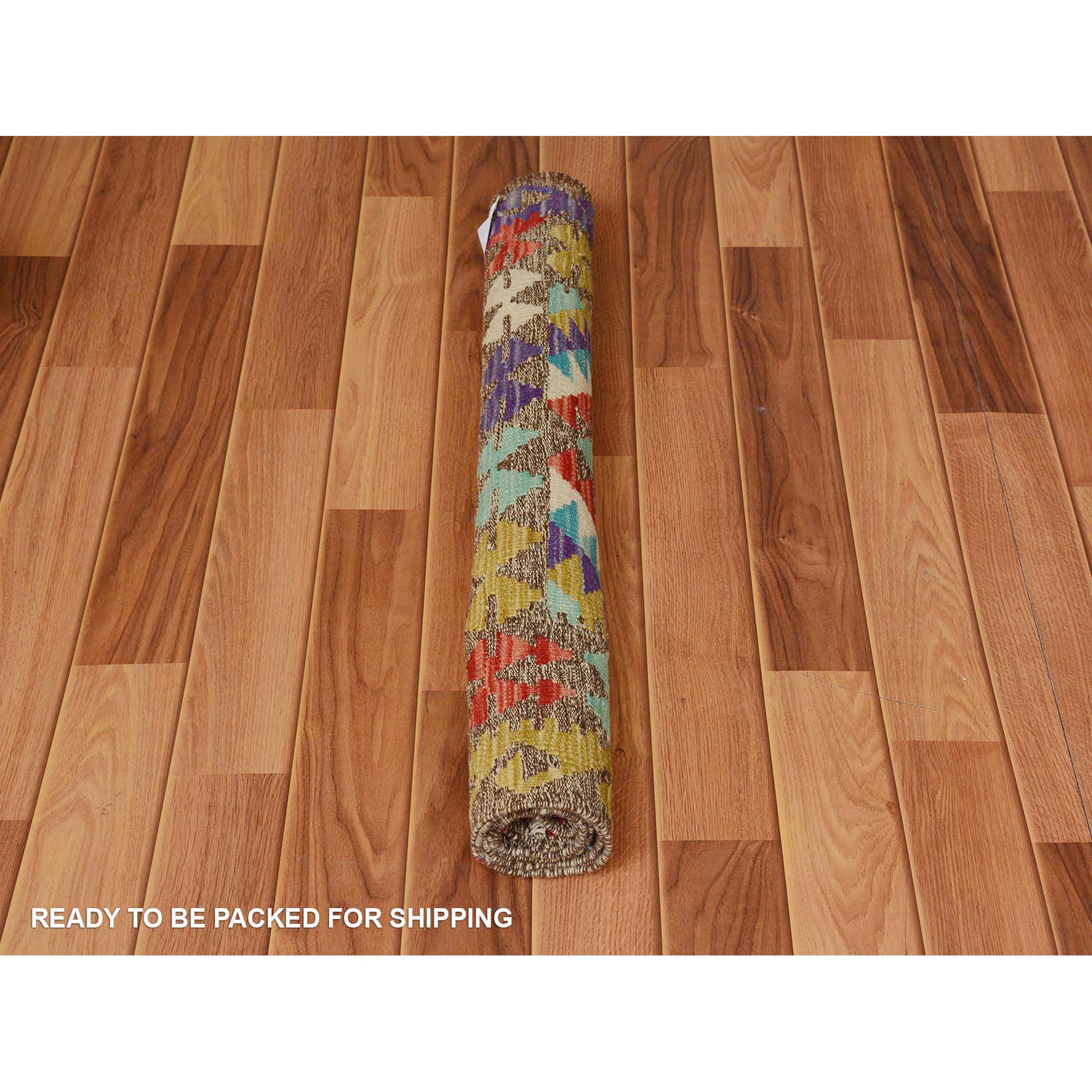 3'x4' Colorful Reversible Geometric Design Afghan Kilim Flat Weave Pure Wool Hand Woven Oriental Rug Sh57572