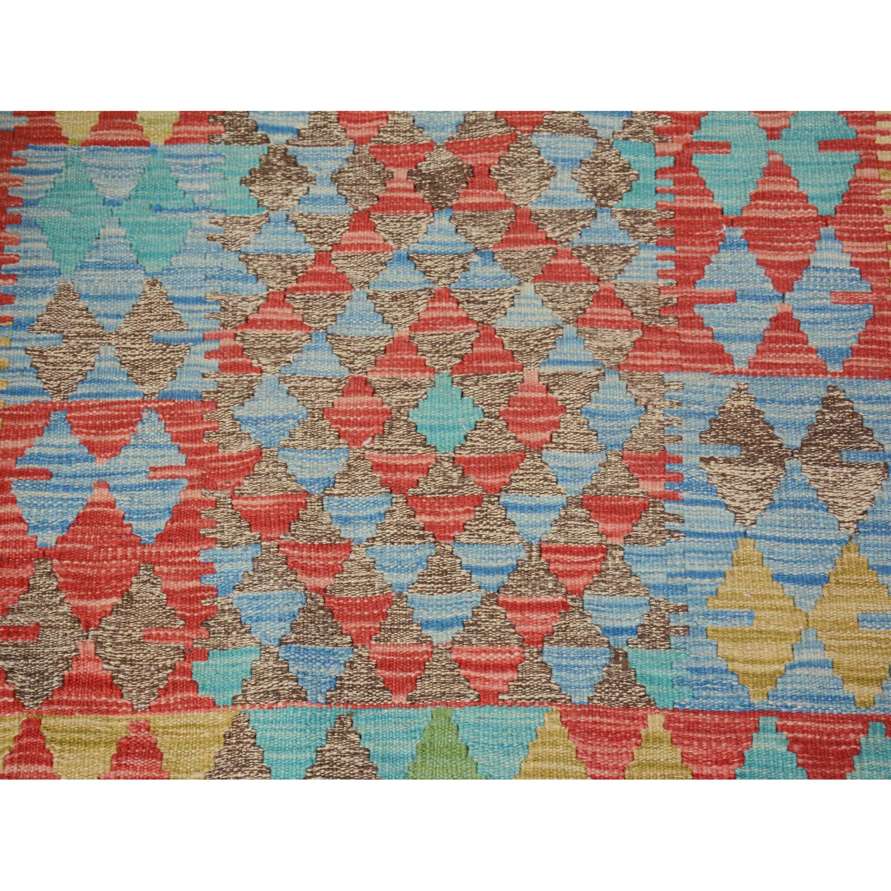 2'8"x4' Colorful Reversible Flat Weave Afghan Kilim Pure Wool Hand Woven Oriental Rug Sh57574