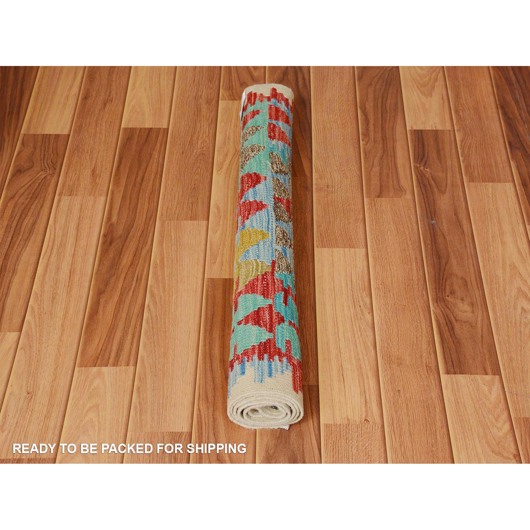 2'8"x4' Colorful Reversible Flat Weave Afghan Kilim Pure Wool Hand Woven Oriental Rug Sh57574
