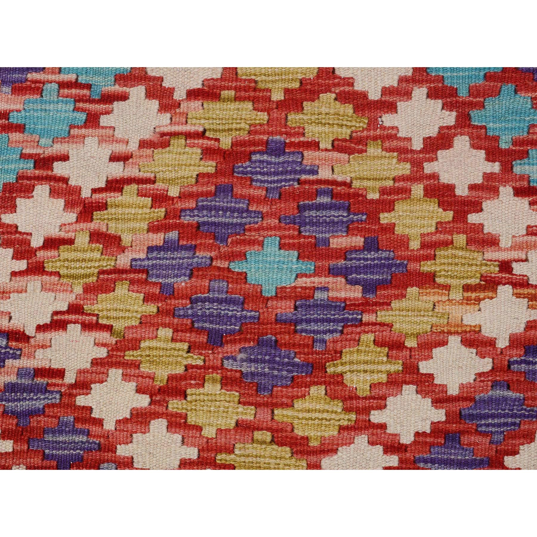 2'10"x4'2"  Colorful Reversible Flat Weave Afghan Kilim Pure Wool Hand Woven Oriental Rug Sh57597