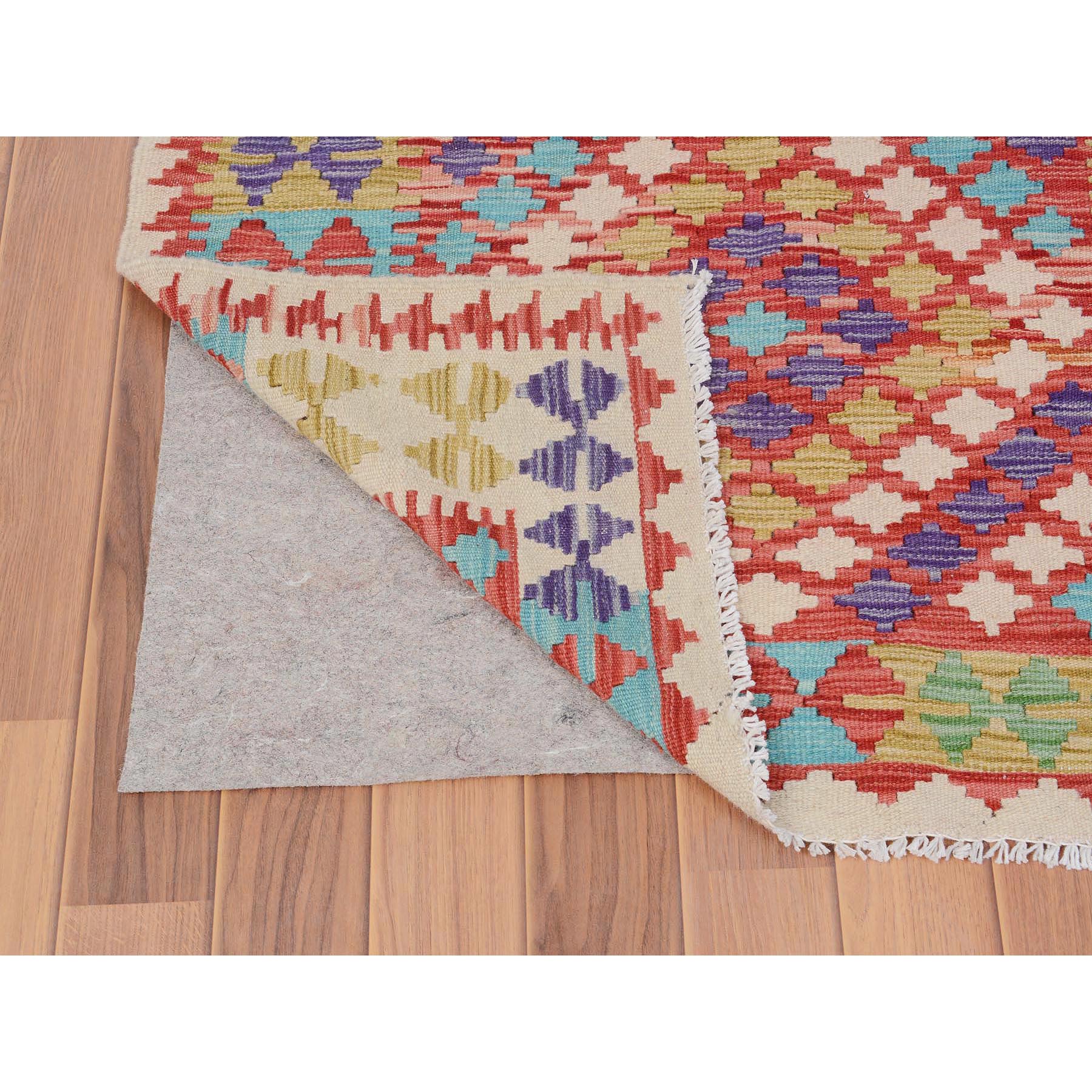 2'10"x4'2"  Colorful Reversible Flat Weave Afghan Kilim Pure Wool Hand Woven Oriental Rug Sh57597