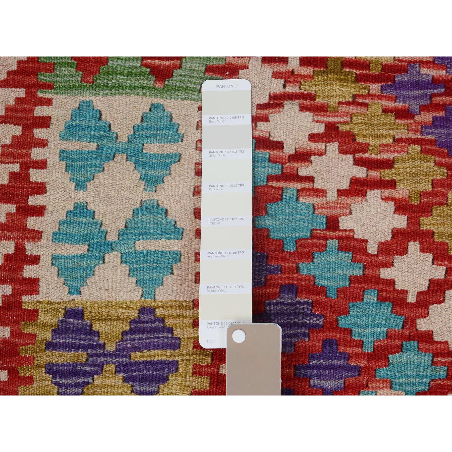 2'10"x4'2"  Colorful Reversible Flat Weave Afghan Kilim Pure Wool Hand Woven Oriental Rug Sh57597