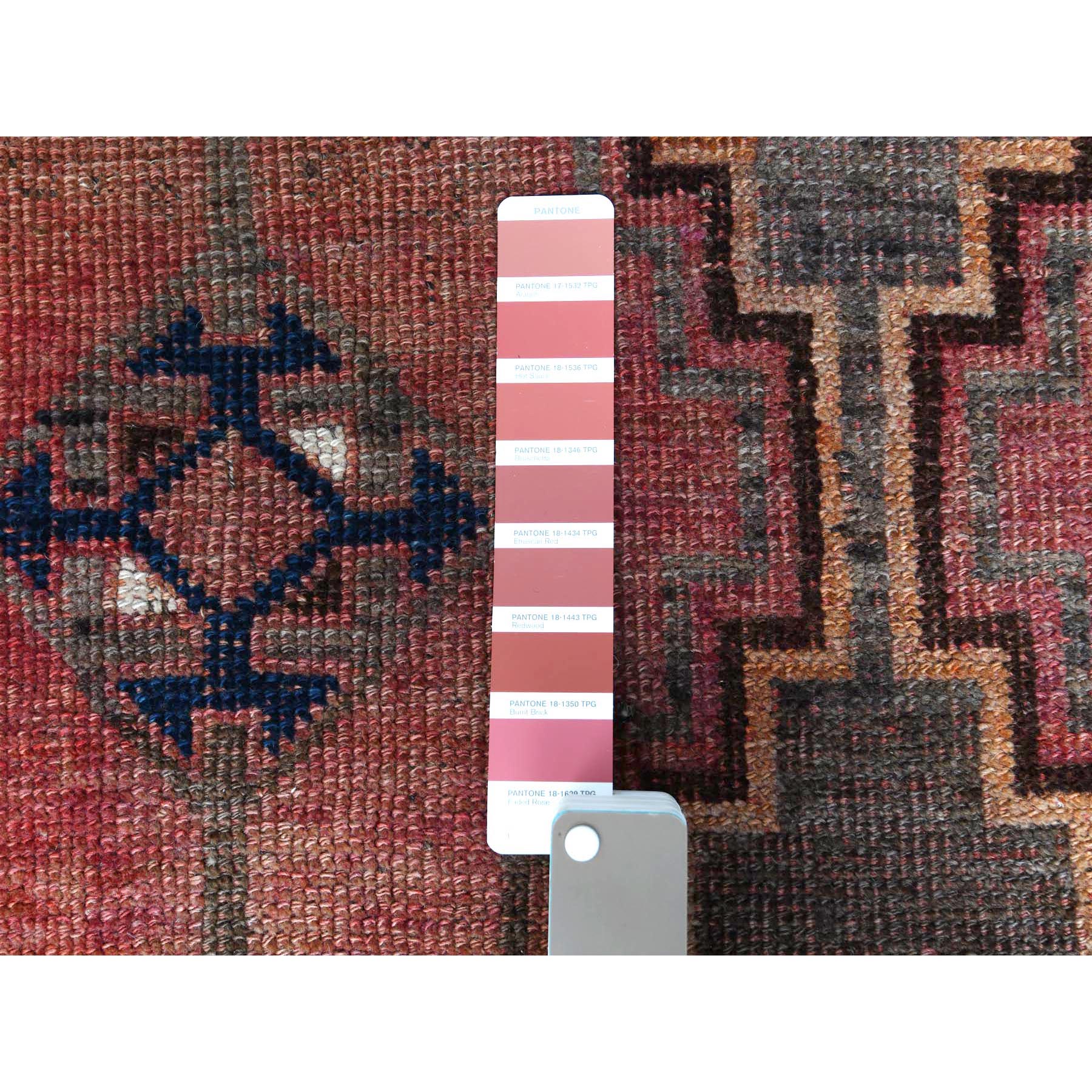 4'6"x7'5" Vintage with Even Wear Persian Shiraz with Purple Abrash Worn Down Distressed Hand Knotted Clean Oriental Rug Sh57756