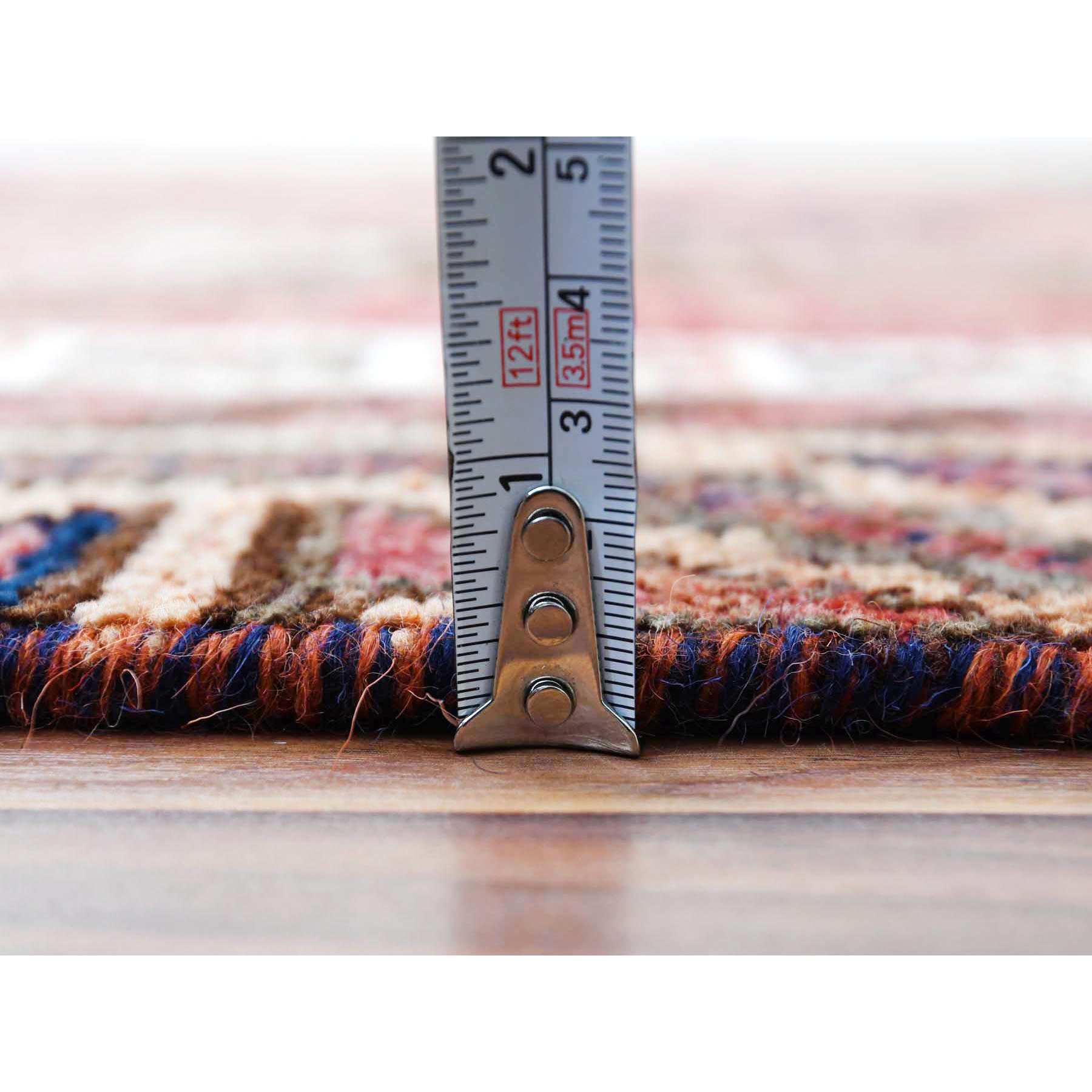 4'6"x7'5" Vintage with Even Wear Persian Shiraz with Purple Abrash Worn Down Distressed Hand Knotted Clean Oriental Rug Sh57756