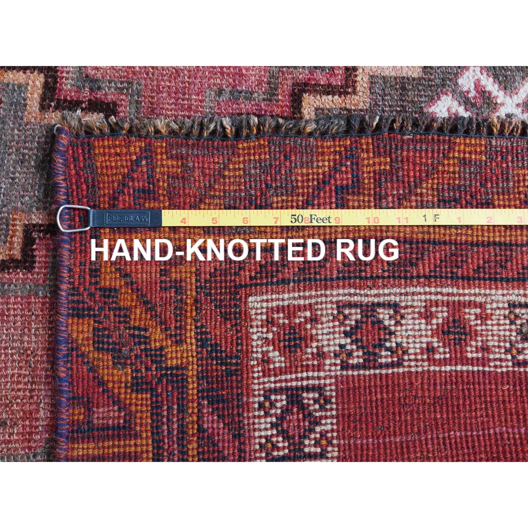 4'6"x7'5" Vintage with Even Wear Persian Shiraz with Purple Abrash Worn Down Distressed Hand Knotted Clean Oriental Rug Sh57756