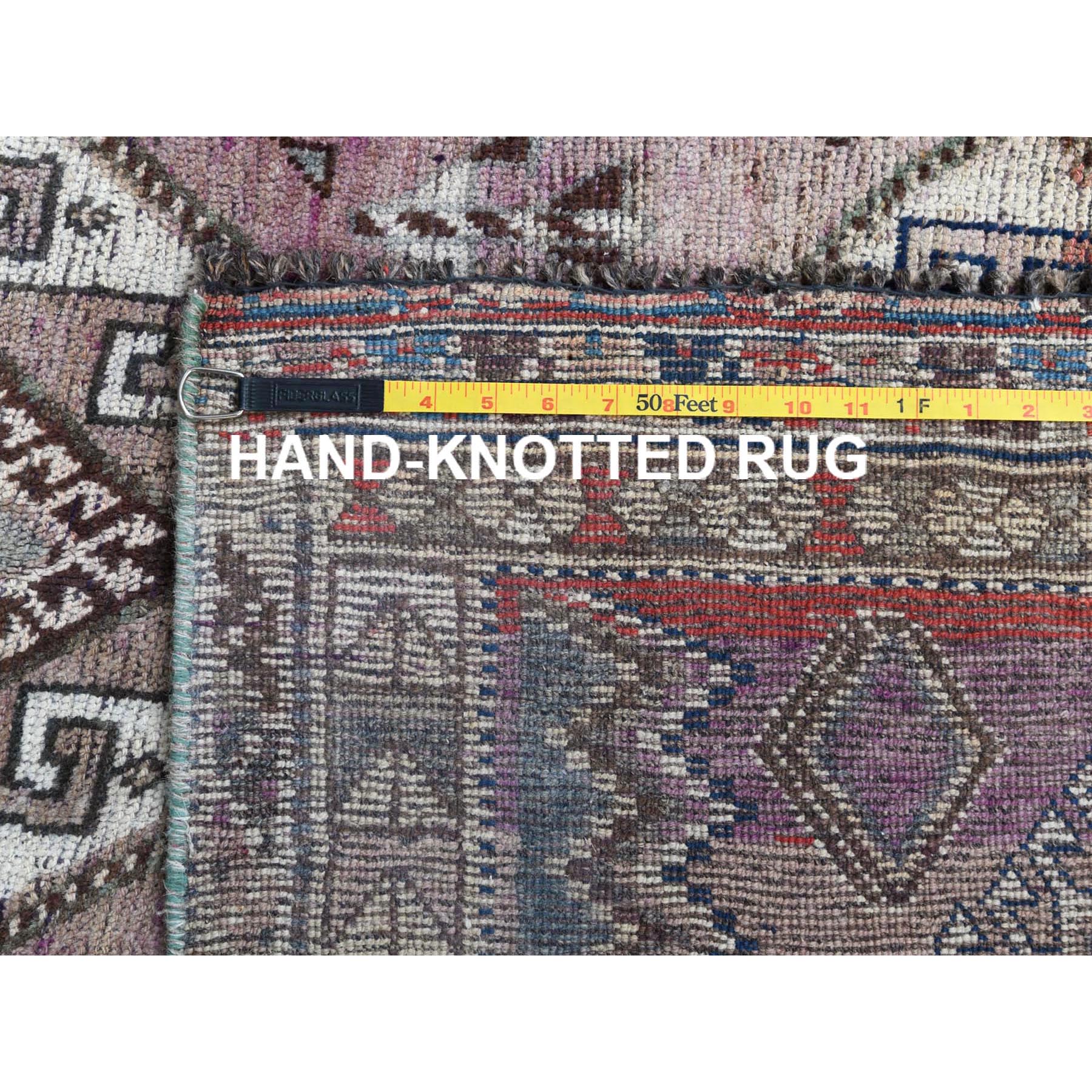 4'9"x7'2" Pink Hand Knotted Persian Shiraz Bohemian Cropped Thin Vintage Clean Organic Wool Oriental Rug Sh57837