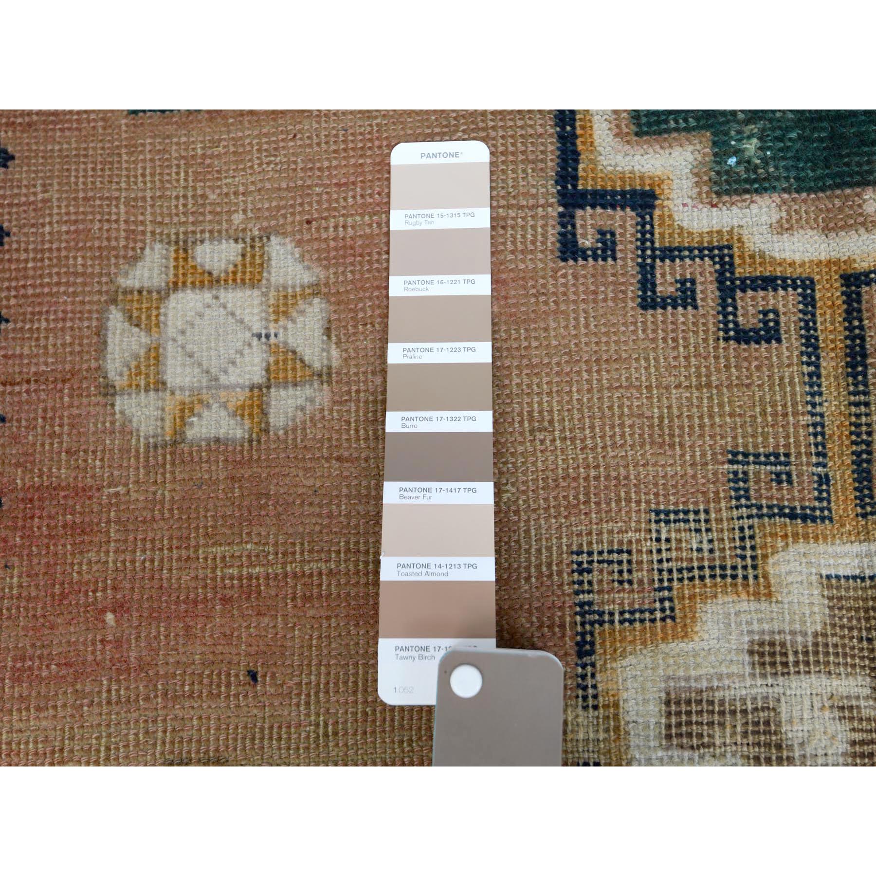 4'6"x7'8" Vintage Worn Down Tan Color Persian Qashqai Pure Wool Hand Knotted Bohemian Clean Oriental Rug Sh57856