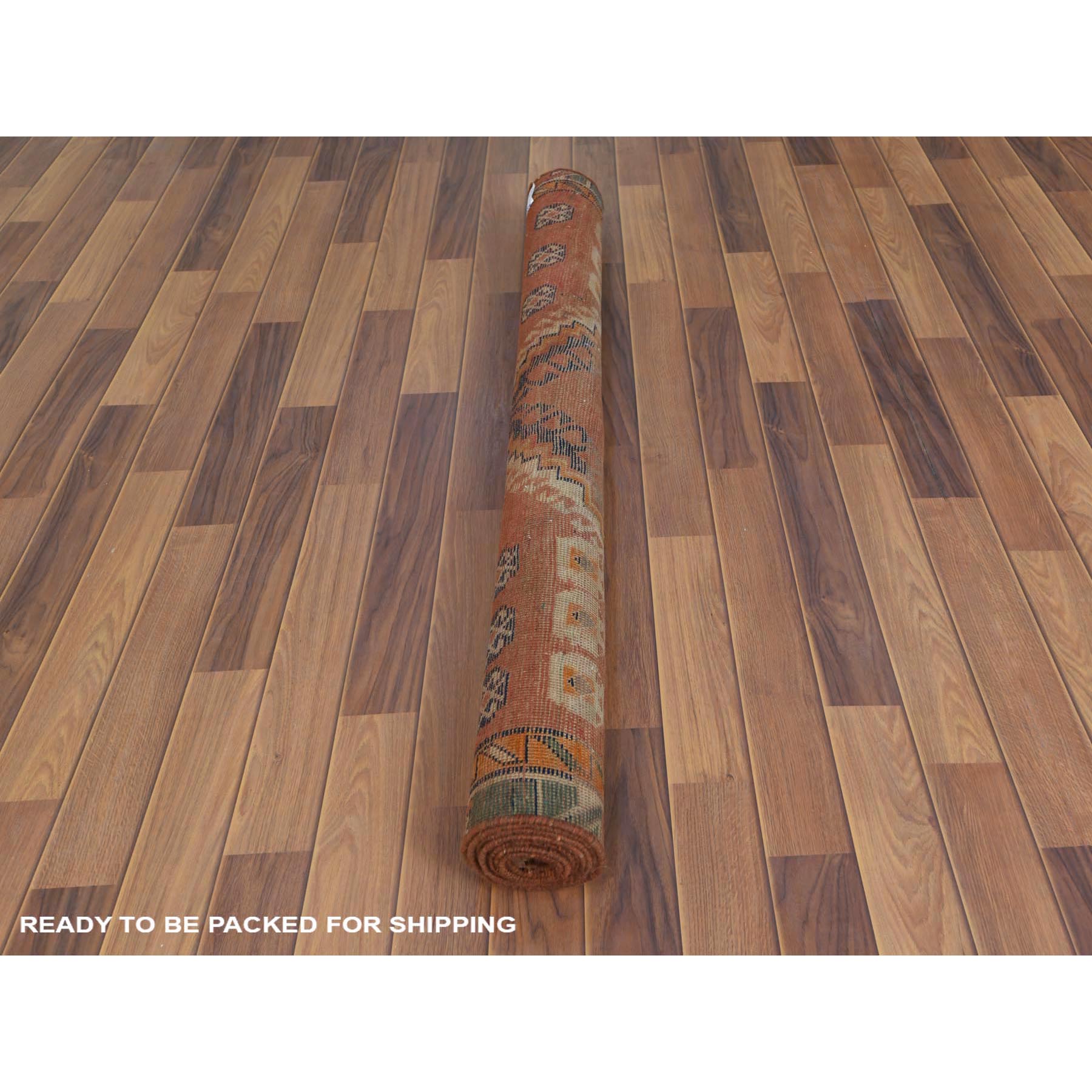 4'6"x7'8" Vintage Worn Down Tan Color Persian Qashqai Pure Wool Hand Knotted Bohemian Clean Oriental Rug Sh57856