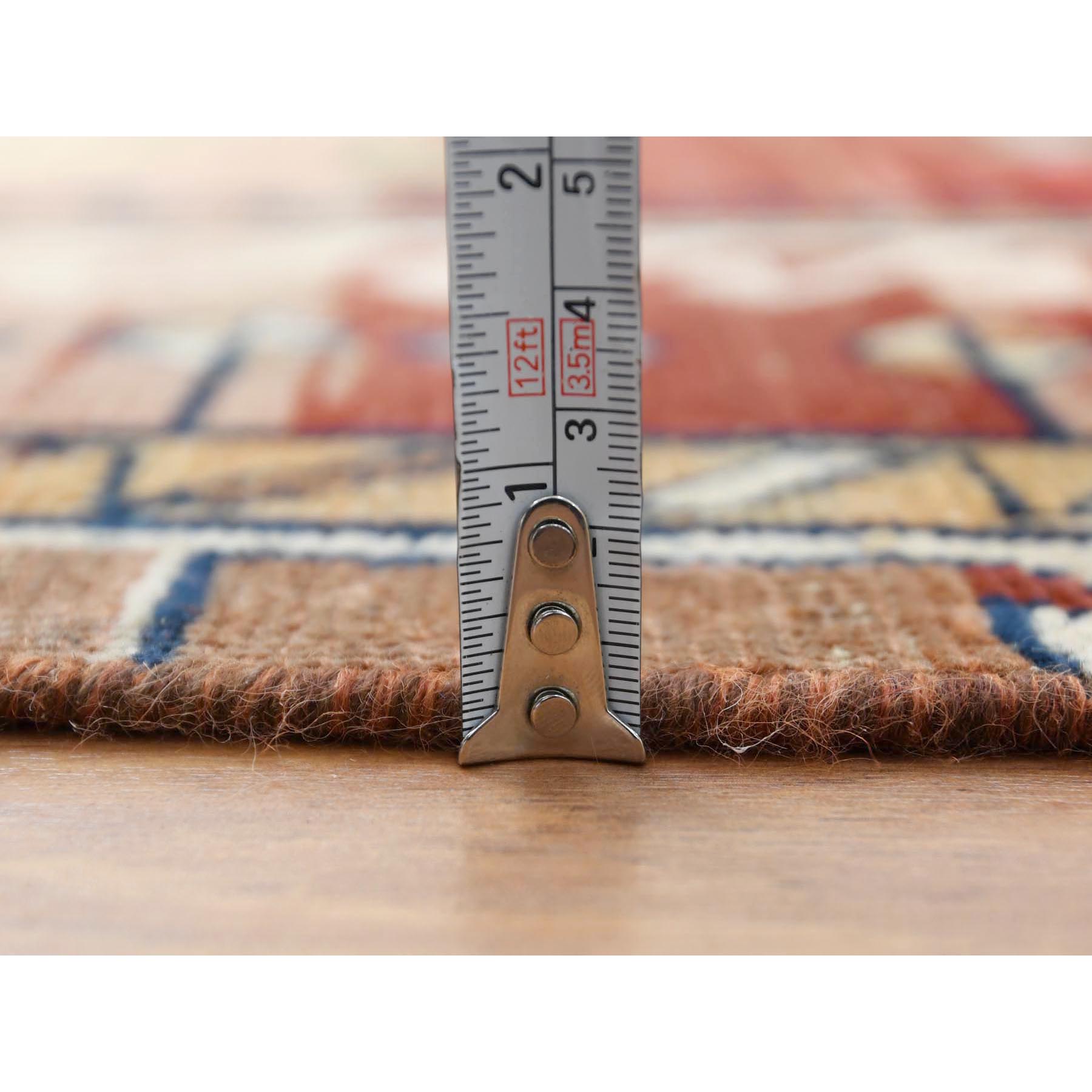 4'6"x7'8" Vintage Worn Down Tan Color Persian Qashqai Pure Wool Hand Knotted Bohemian Clean Oriental Rug Sh57856