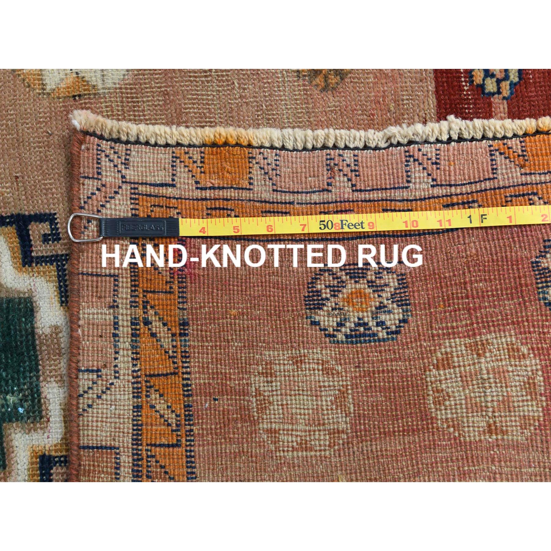 4'6"x7'8" Vintage Worn Down Tan Color Persian Qashqai Pure Wool Hand Knotted Bohemian Clean Oriental Rug Sh57856