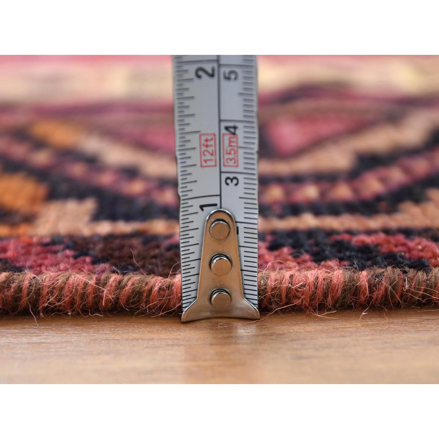 4'9"x10'5" Distressed Hand Knotted Red Persian Qashqai Worn Down Vintage Bohemian Natural Wool Clean Runner Oriental Rug Sh57864