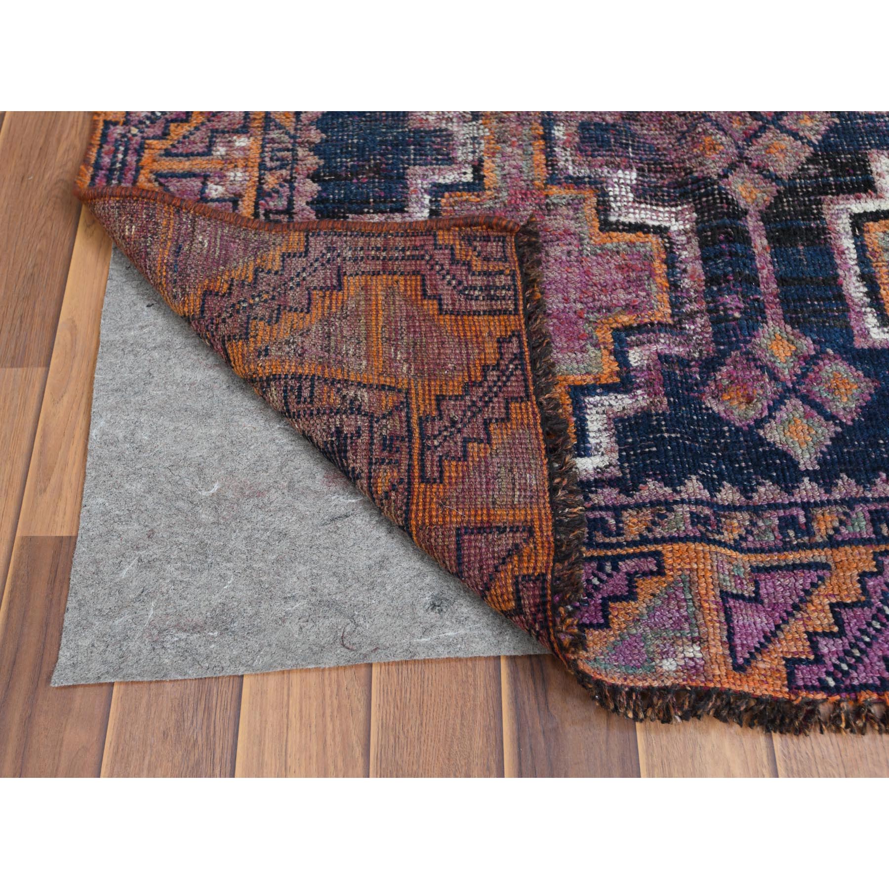 4'x9'3" Distressed Hand Knotted Navy Blue Persian Shiraz Vintage Worn Down Clean Pure Wool Bohemian Oriental Gallery Size Runner Rug Sh57887