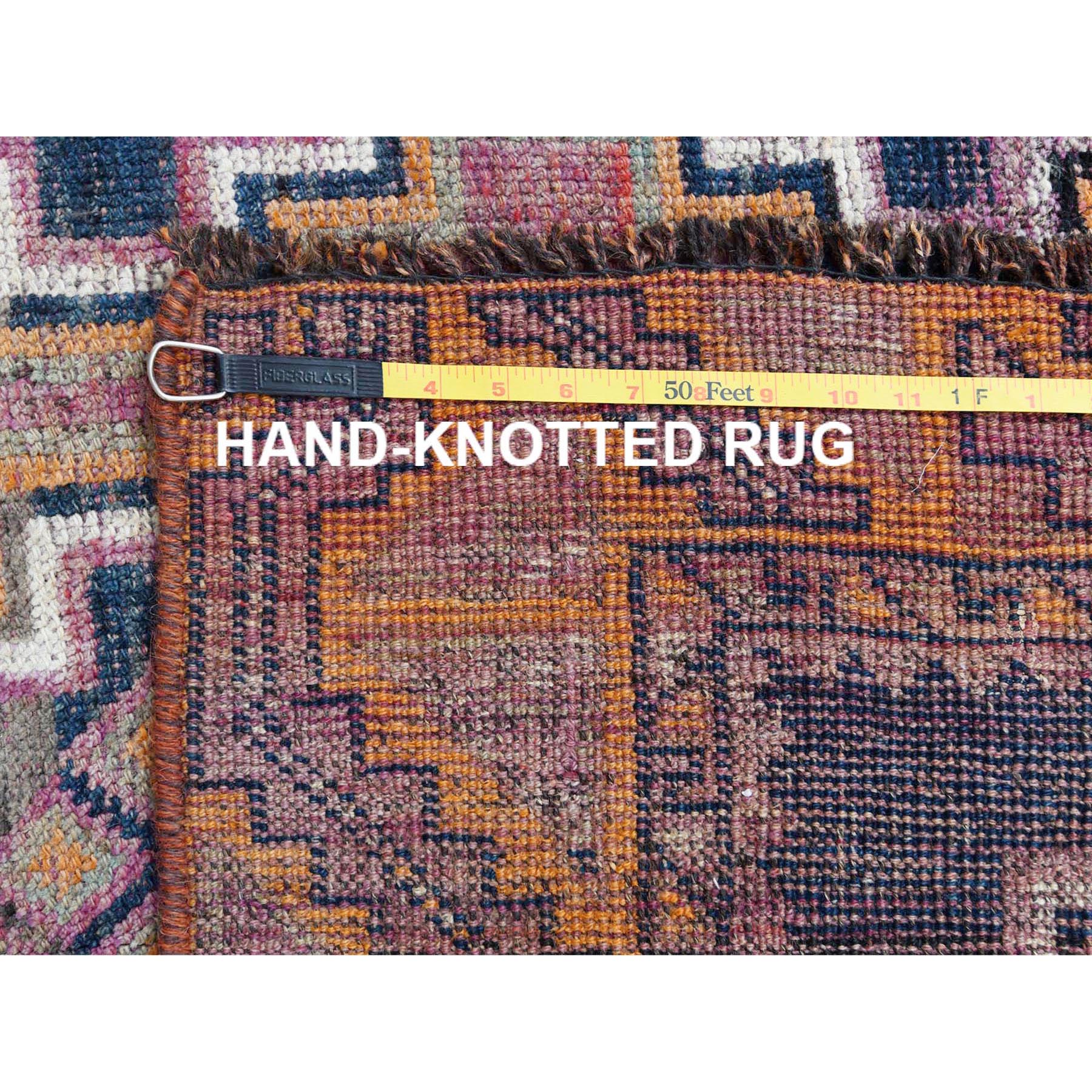 4'x9'3" Distressed Hand Knotted Navy Blue Persian Shiraz Vintage Worn Down Clean Pure Wool Bohemian Oriental Gallery Size Runner Rug Sh57887