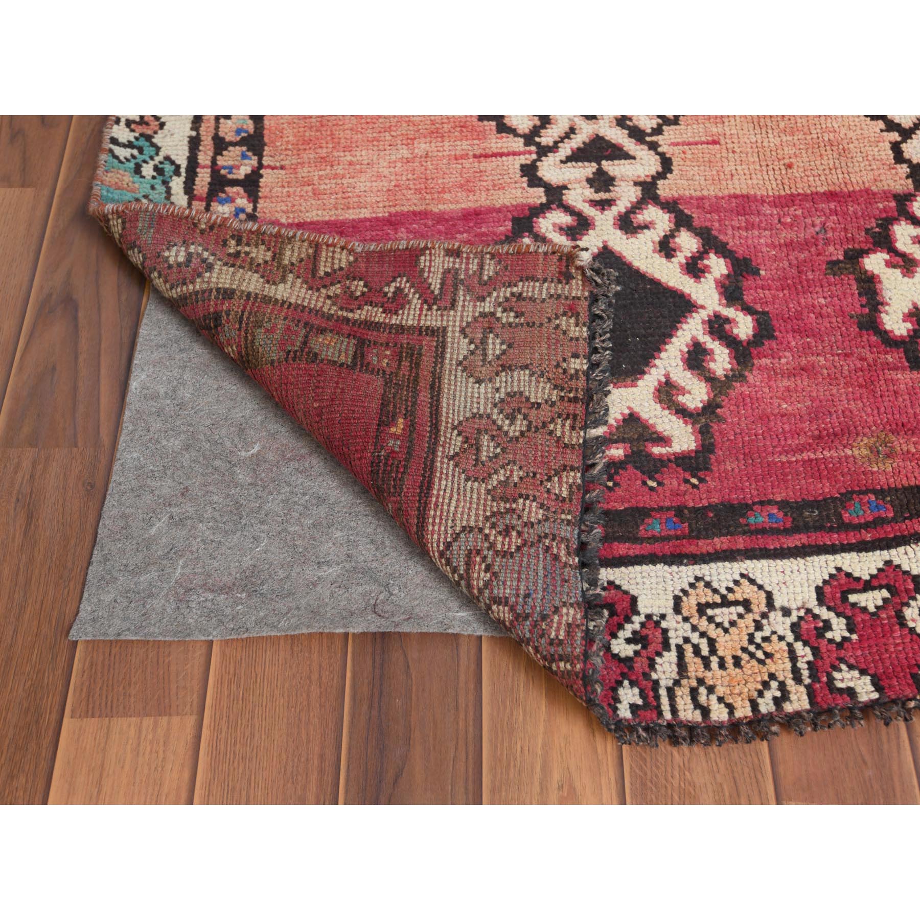 4'x8'3" Bohemian Red Persian Shiraz Hand Knotted Organic Wool Clean Old Distressed Gallery Size Runner Oriental Rug Sh57963