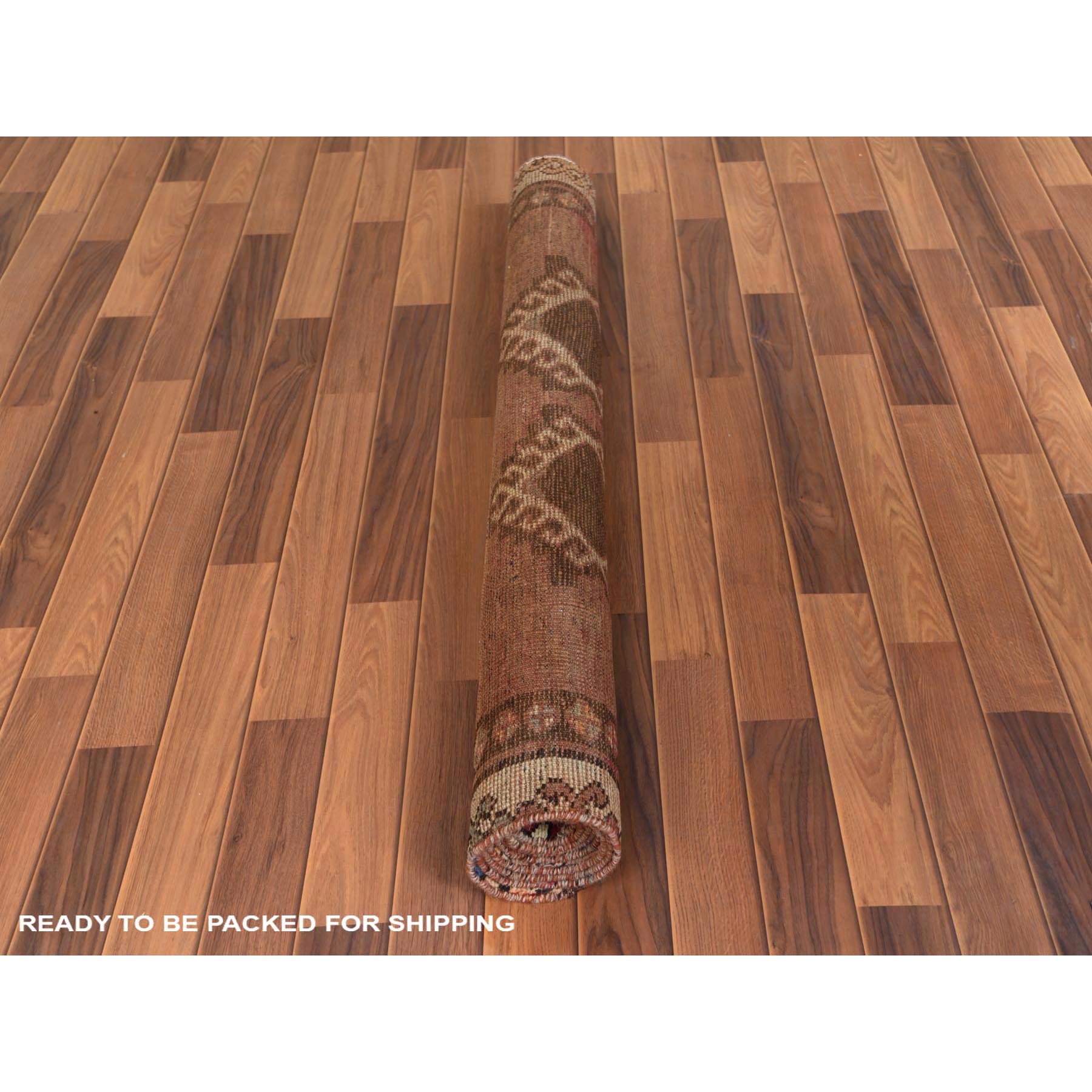 4'x8'3" Bohemian Red Persian Shiraz Hand Knotted Organic Wool Clean Old Distressed Gallery Size Runner Oriental Rug Sh57963
