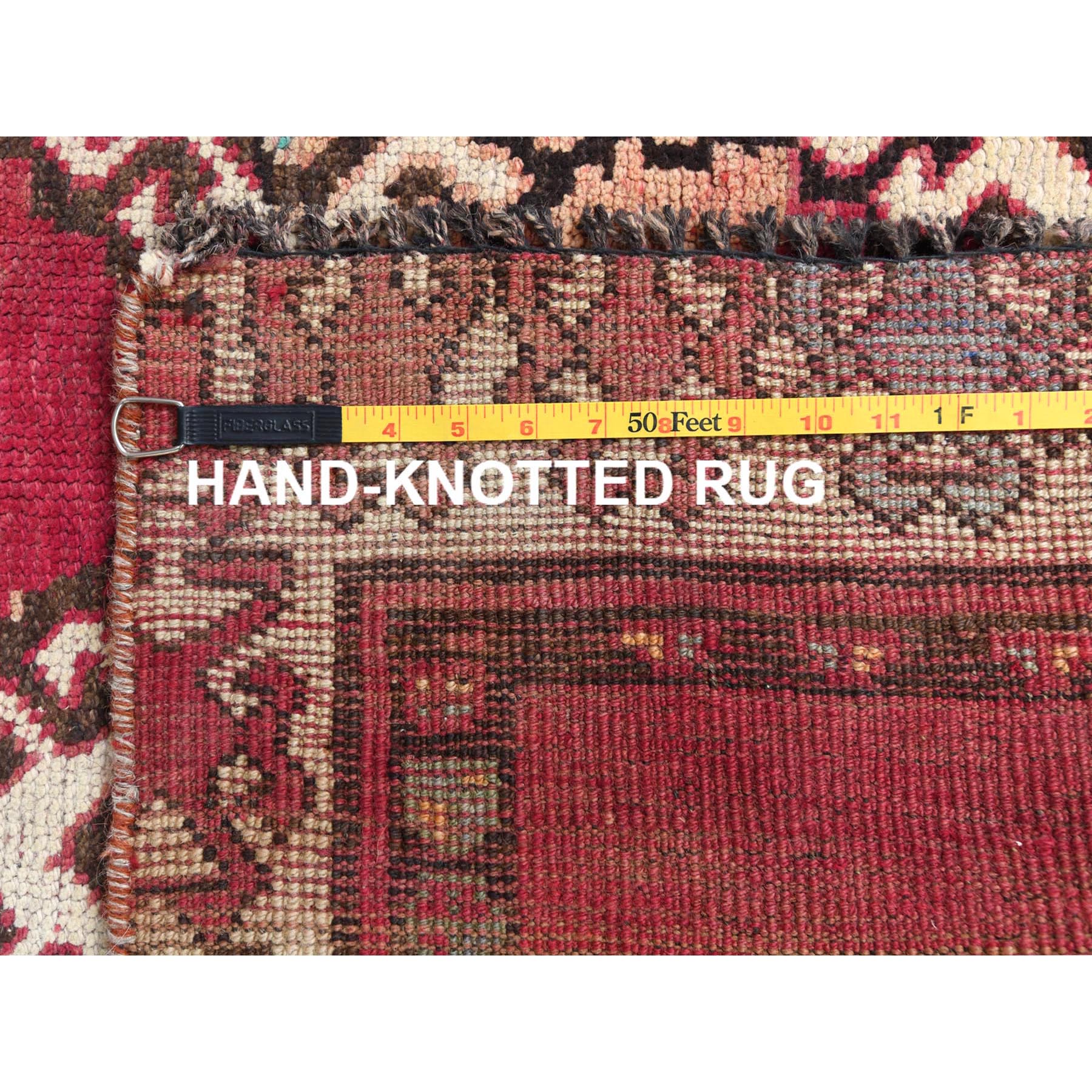 4'x8'3" Bohemian Red Persian Shiraz Hand Knotted Organic Wool Clean Old Distressed Gallery Size Runner Oriental Rug Sh57963