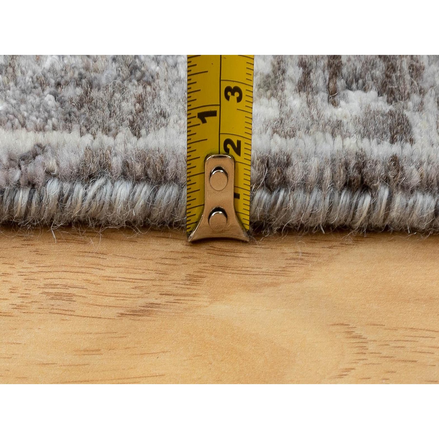 3'x4'10" Gray Erased Design Wool And Silk Hand Knotted Oriental Modern Rug Sh58461