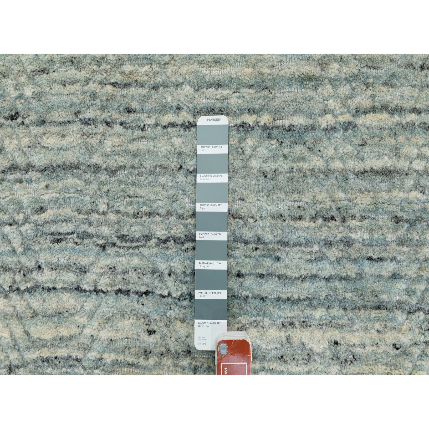 3'x5' Seafoam Green Hand Loomed Variegated Textured Design Organic Wool Transitional Oriental Rug Sh58618