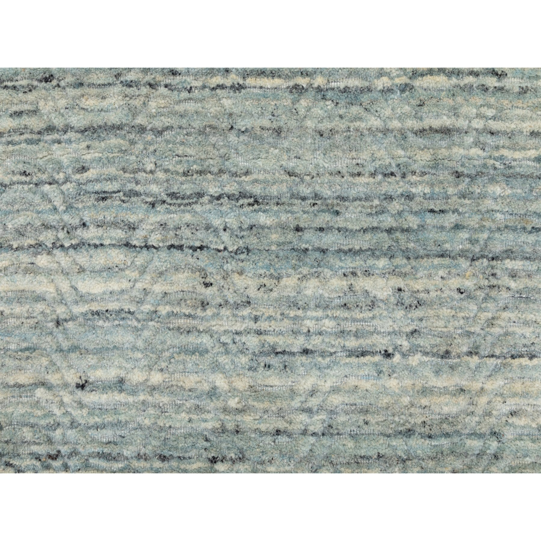 3'x5' Seafoam Green Hand Loomed Variegated Textured Design Organic Wool Transitional Oriental Rug Sh58618
