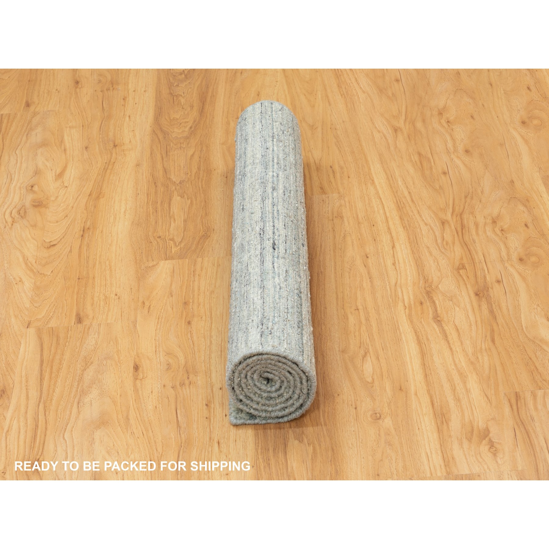 3'x5' Seafoam Green Hand Loomed Variegated Textured Design Organic Wool Transitional Oriental Rug Sh58618