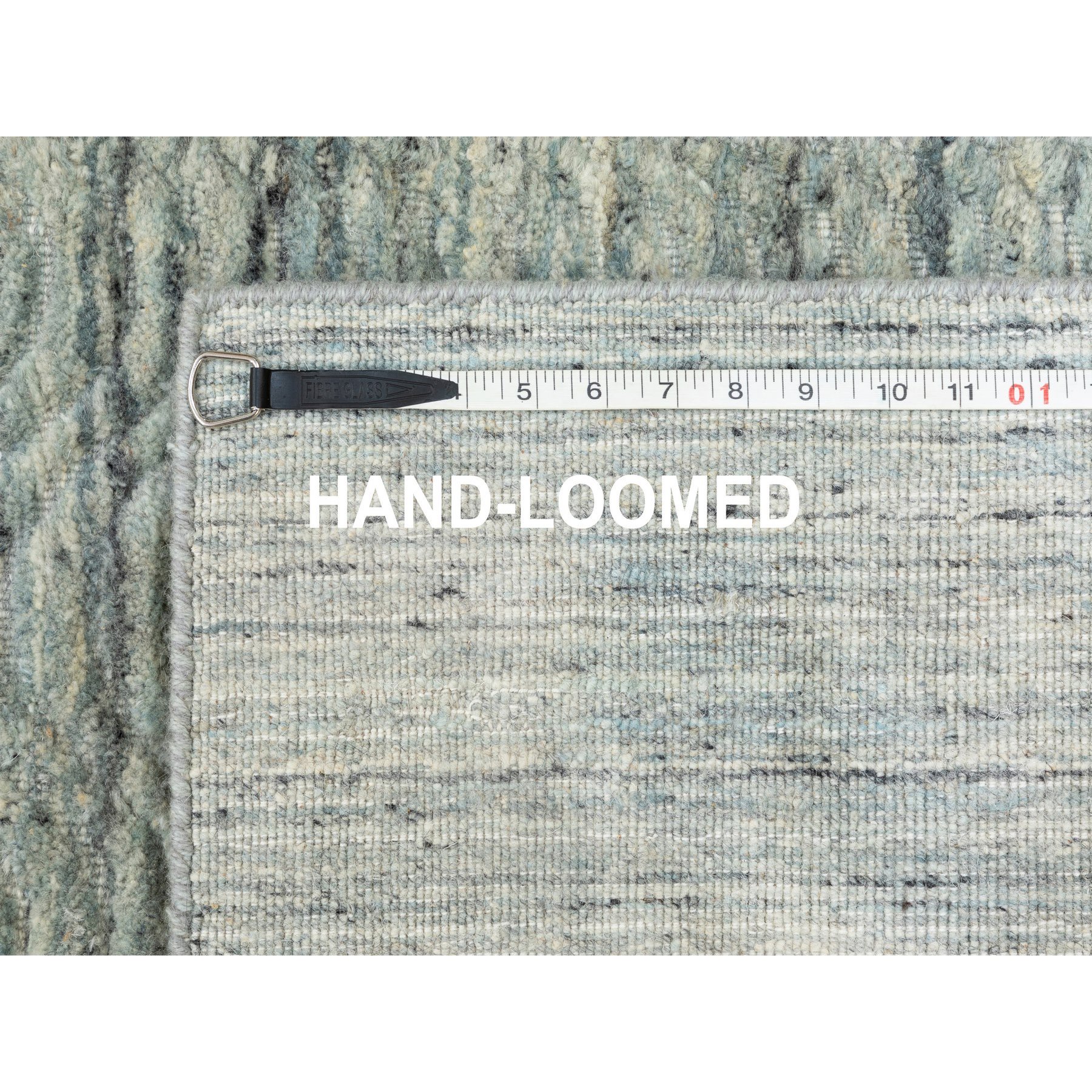 3'x5' Seafoam Green Hand Loomed Variegated Textured Design Organic Wool Transitional Oriental Rug Sh58618