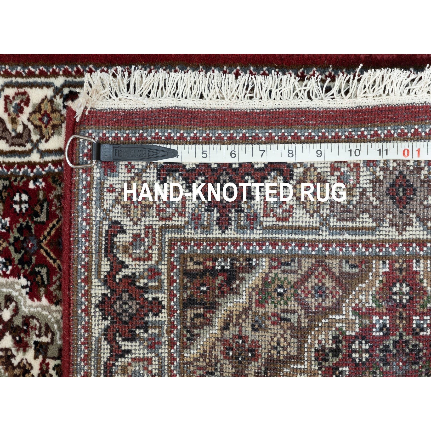 2'x8' Red Hand Knotted Fish Design Tabriz Mahi Wool And Silk Oriental Runner Rug Sh58757