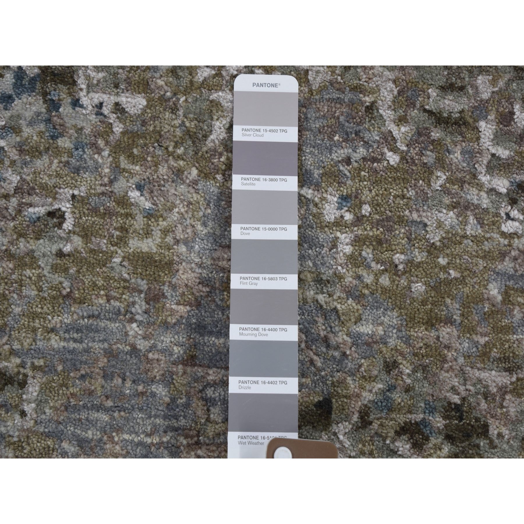 8'x9'10" Gray Abstract Design Wool And Silk Denser Weave Hand Knotted Oriental Rug Sh59042